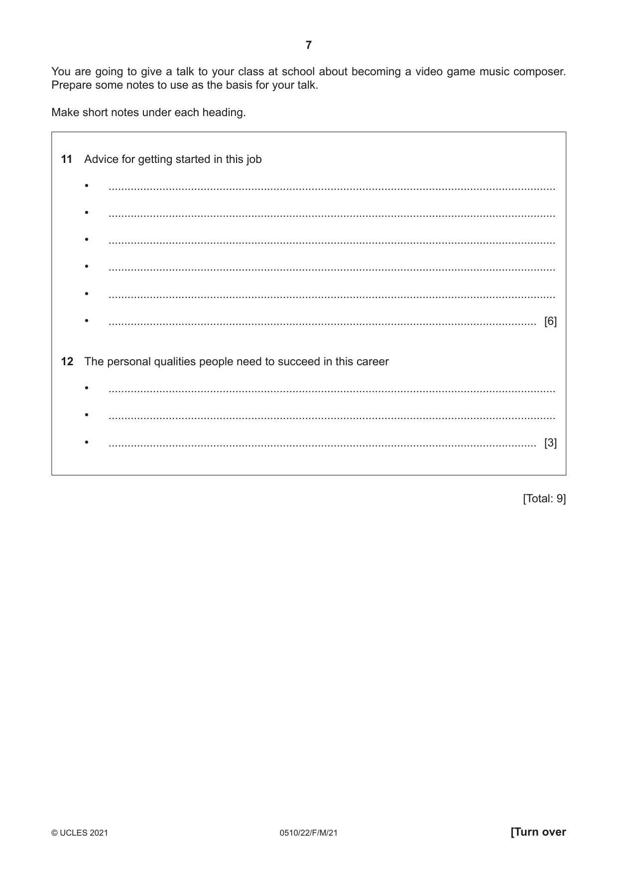 Cambridge IGCSE English - Second Language (oral endorsement) 0510 2021 Feb/March Paper 2 · Variant 2 question paper, page 7 of 16