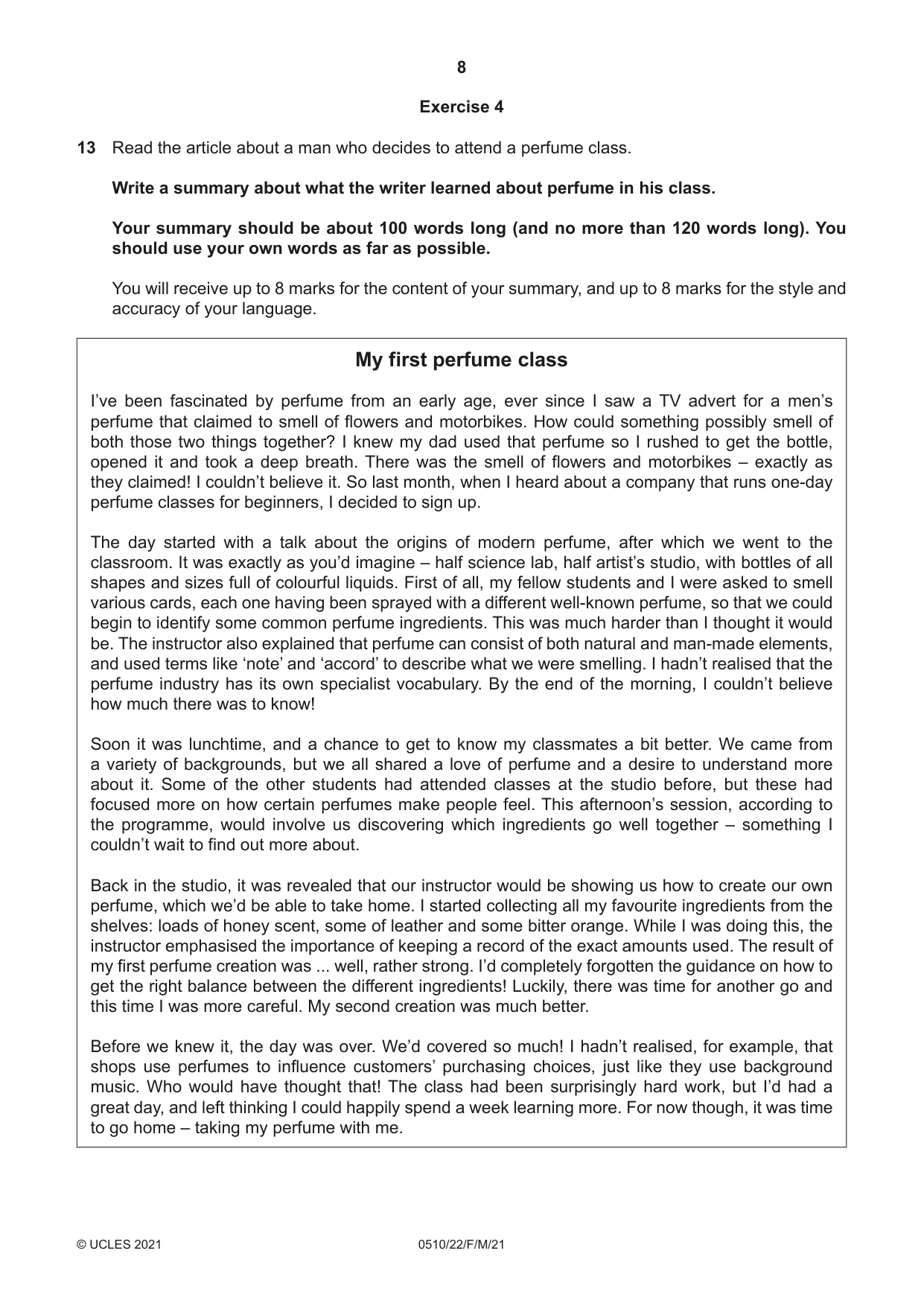 Cambridge IGCSE English - Second Language (oral endorsement) 0510 2021 Feb/March Paper 2 · Variant 2 question paper, page 8 of 16