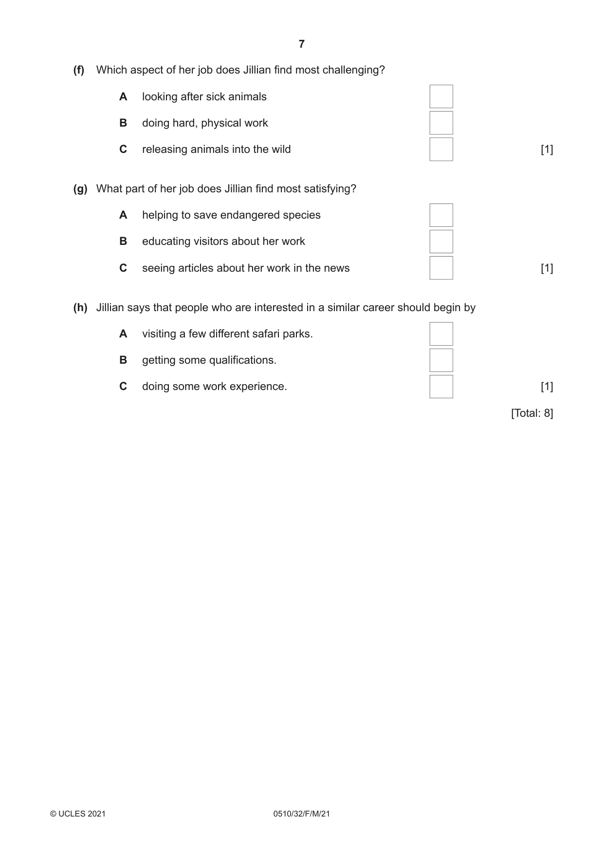 Cambridge IGCSE English - Second Language (oral endorsement) 0510 2021 Feb/March Paper 3 · Variant 2 question paper, page 7 of 8