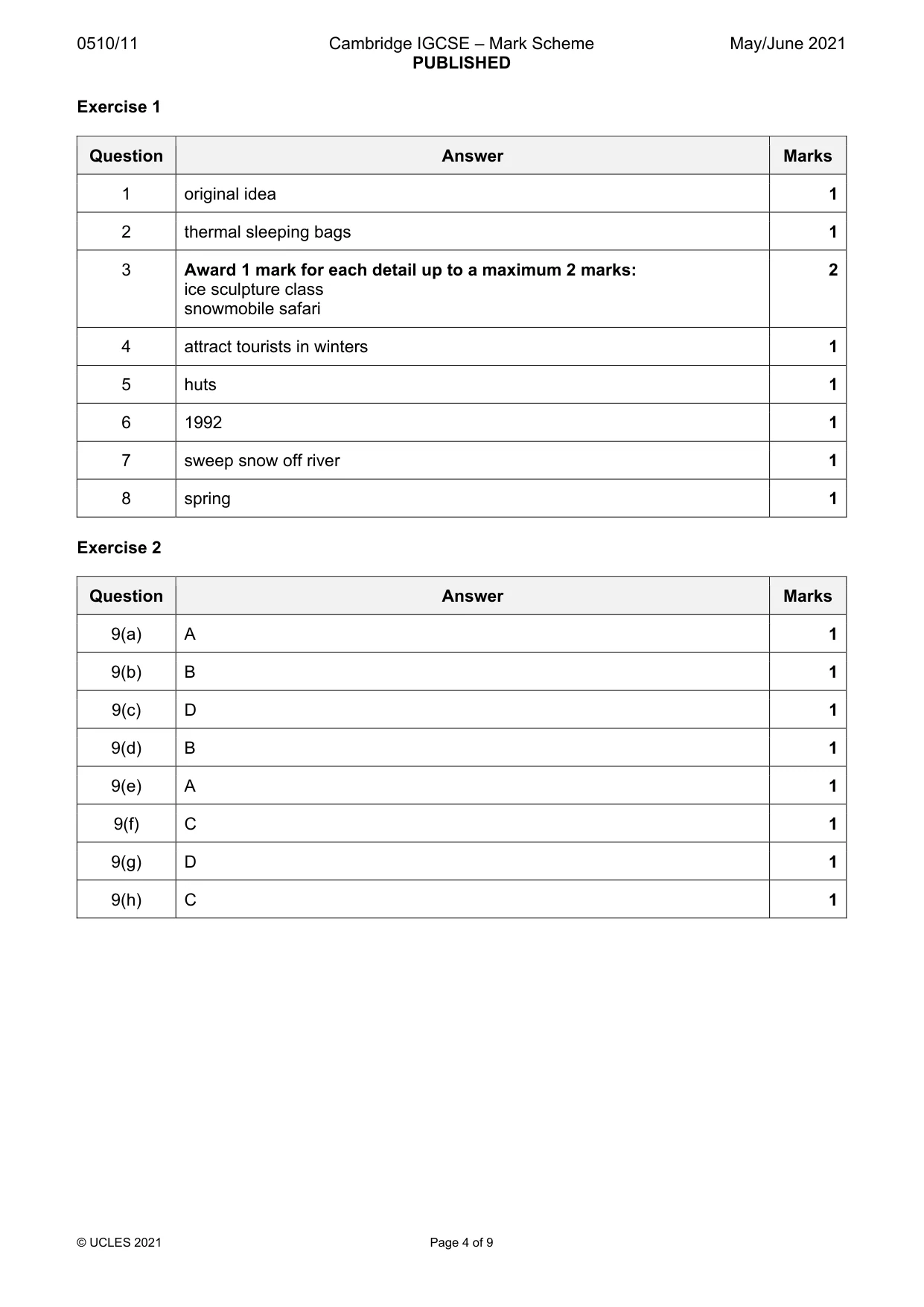 Mark scheme, page 4 of 9