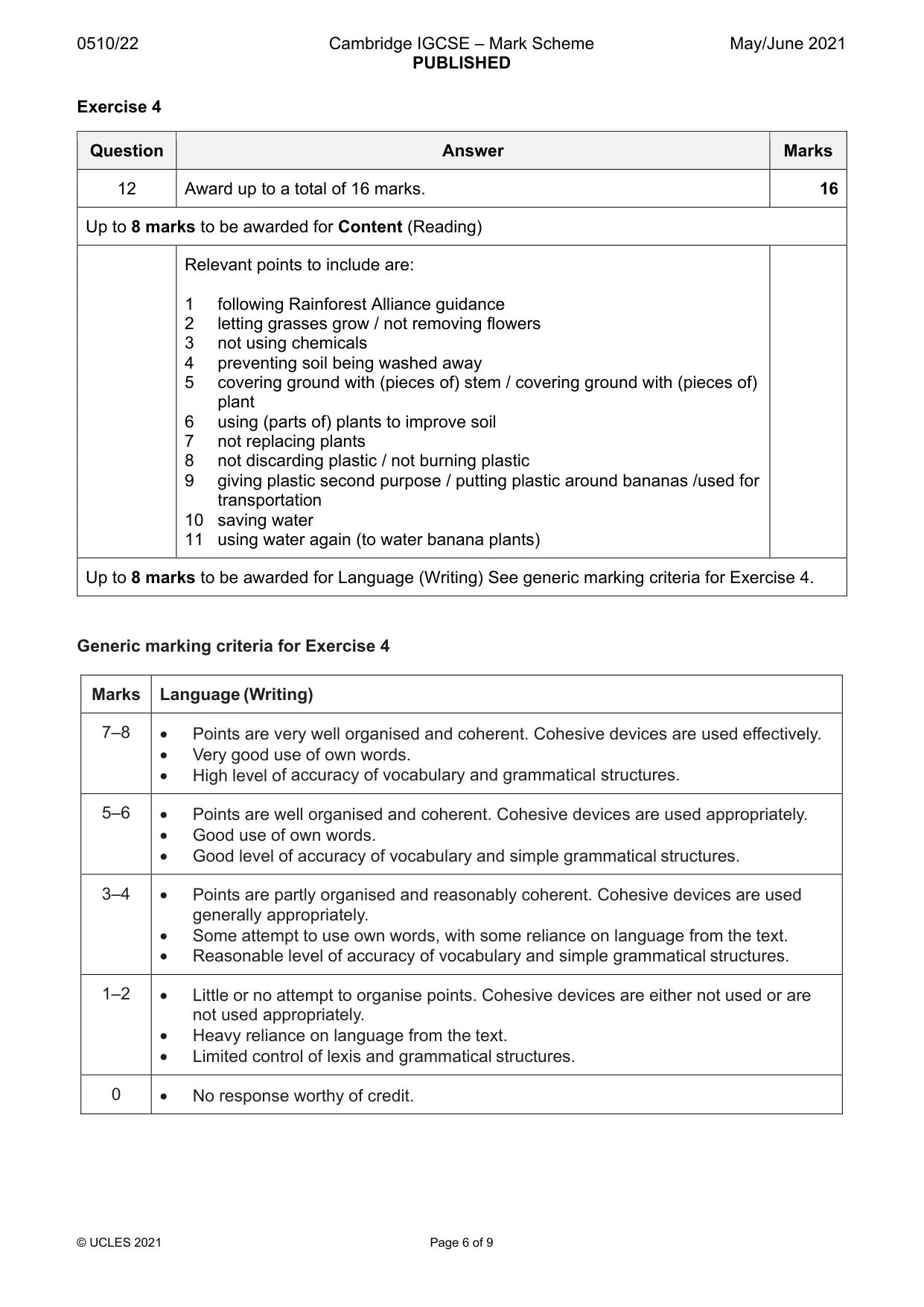 Mark scheme, page 6 of 9