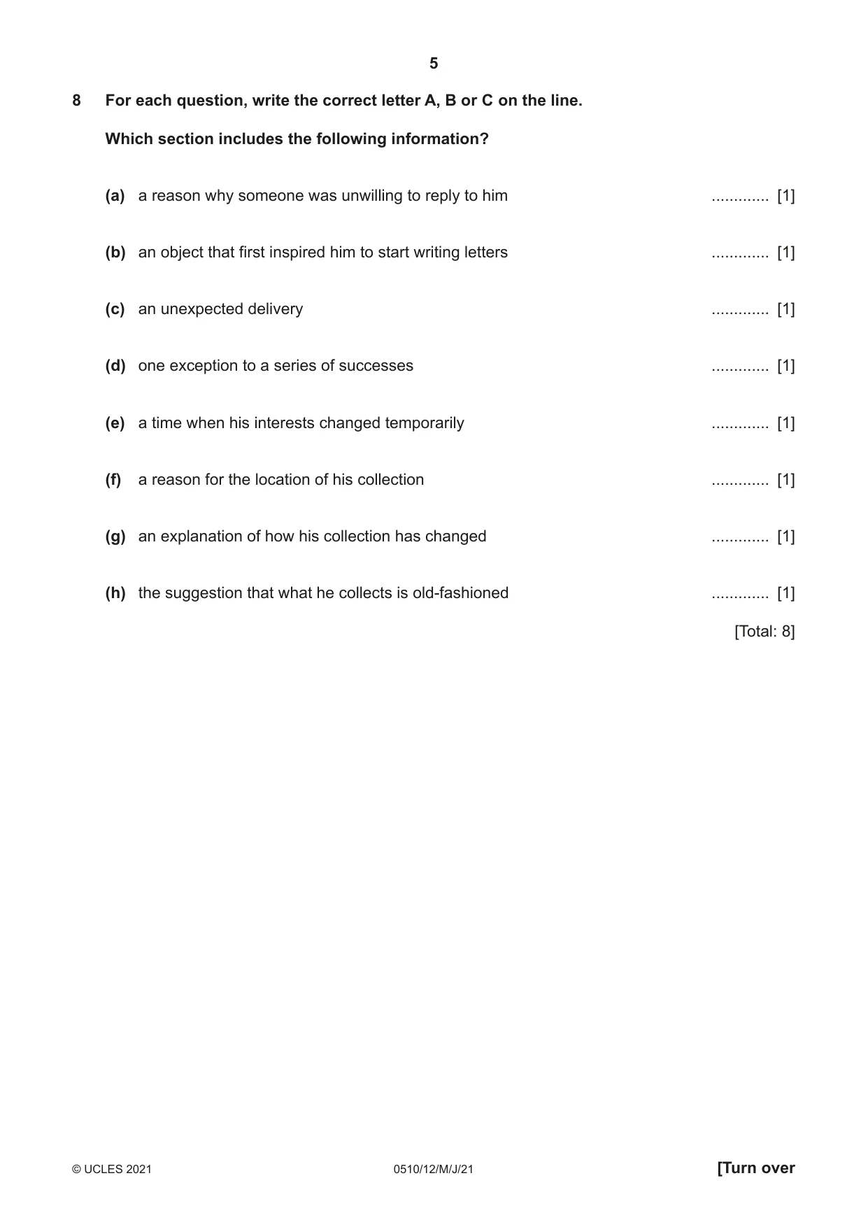 Cambridge IGCSE English - Second Language (oral endorsement) 0510 2021 May/June Paper 1 · Variant 2 question paper, page 5 of 16