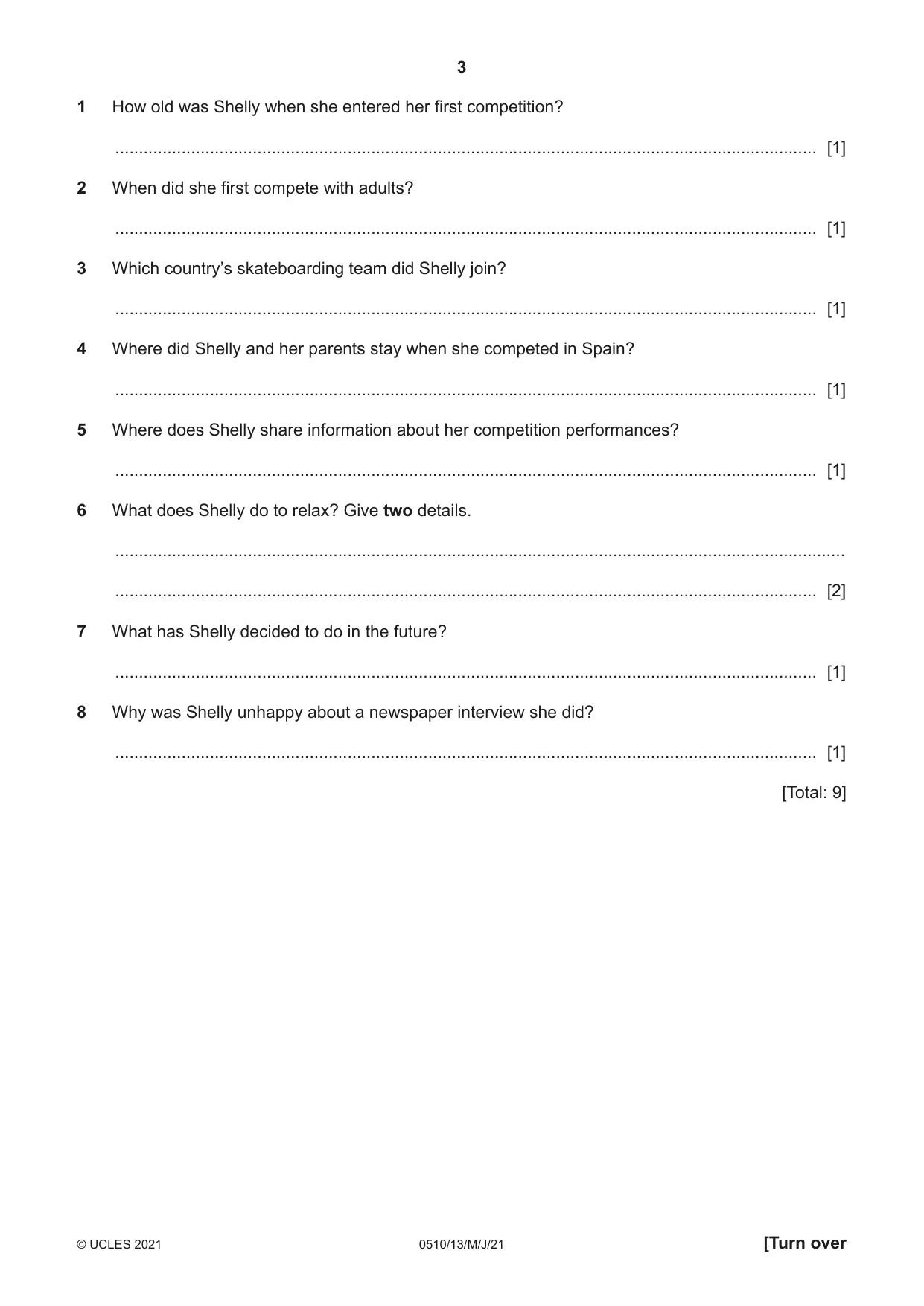 Cambridge IGCSE English - Second Language (oral endorsement) 0510 2021 May/June Paper 1 · Variant 3 question paper, page 3 of 16