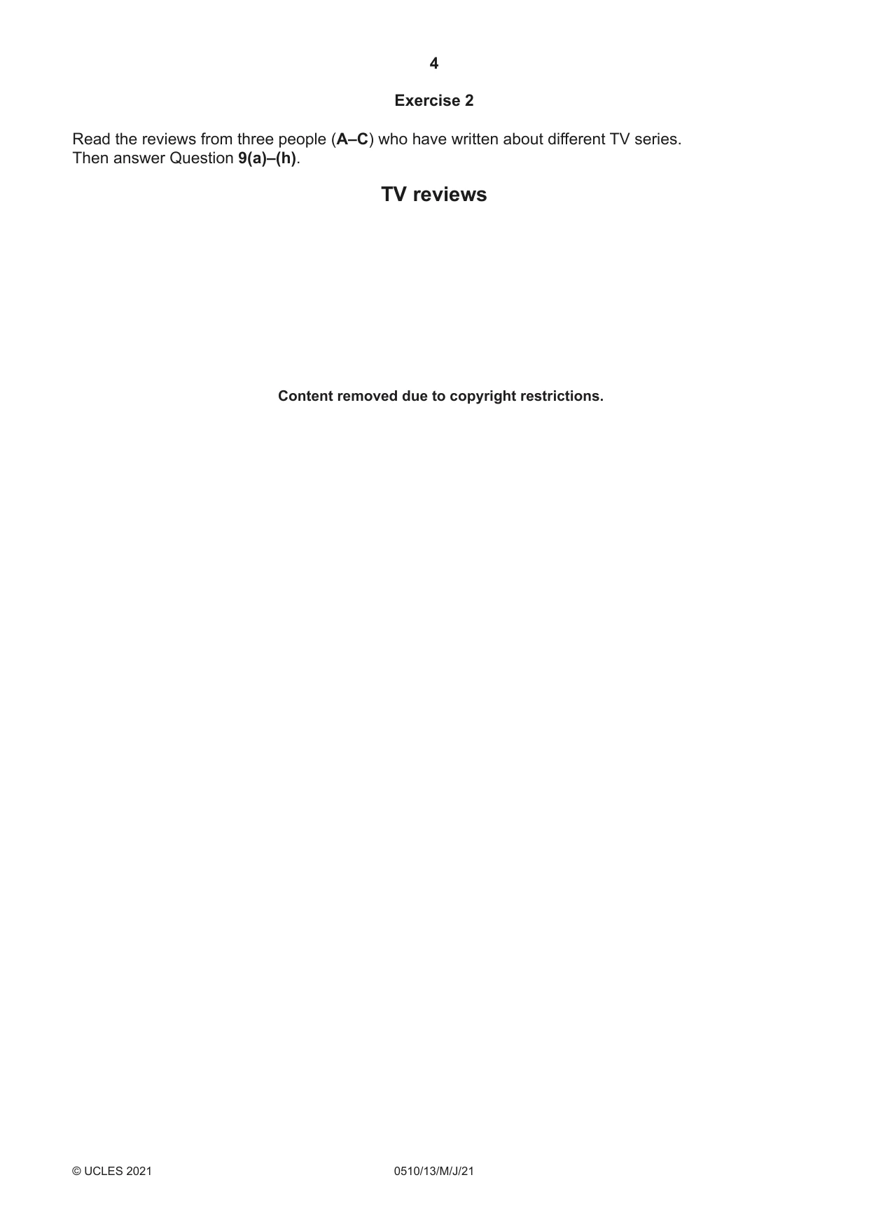 Cambridge IGCSE English - Second Language (oral endorsement) 0510 2021 May/June Paper 1 · Variant 3 question paper, page 4 of 16