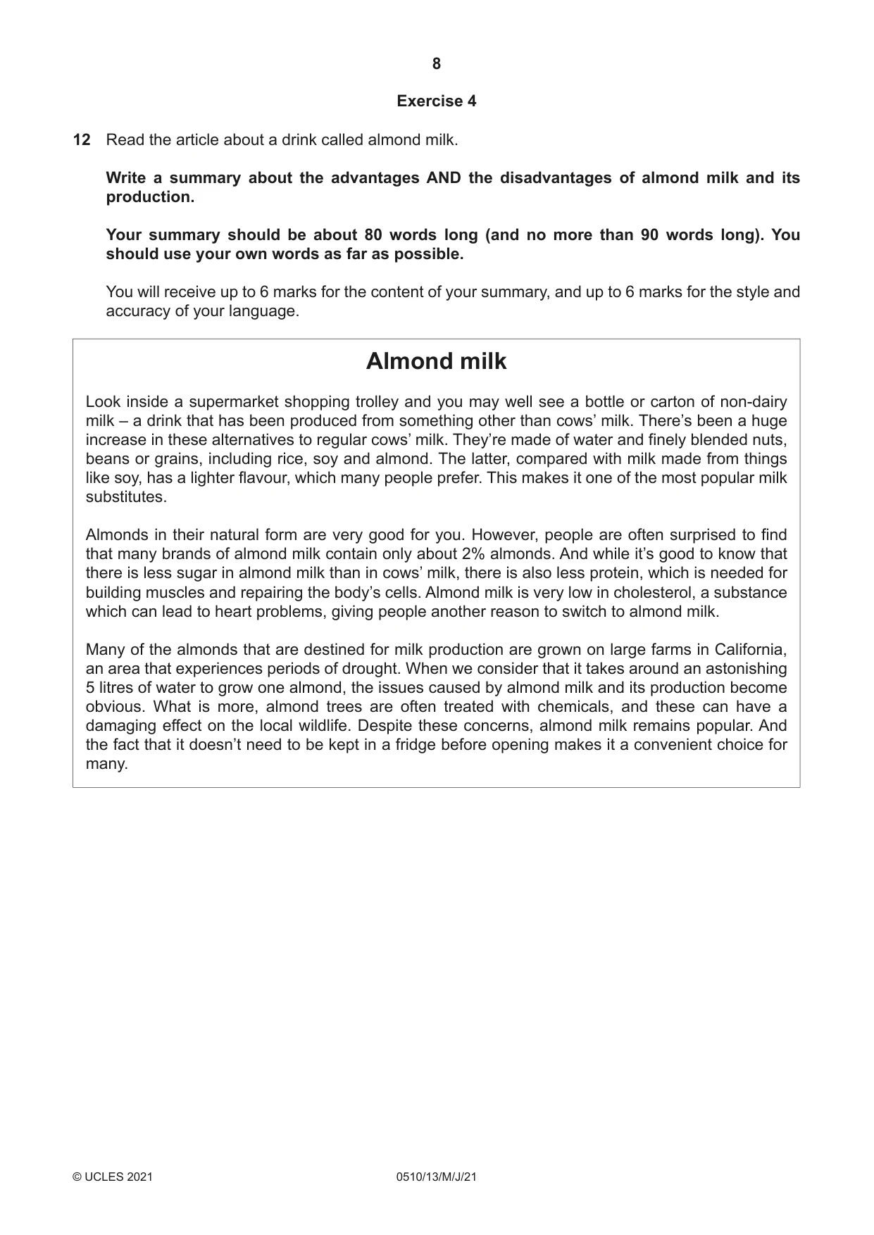 Cambridge IGCSE English - Second Language (oral endorsement) 0510 2021 May/June Paper 1 · Variant 3 question paper, page 8 of 16