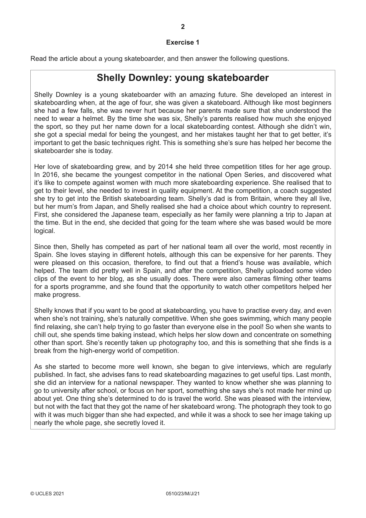 Cambridge IGCSE English - Second Language (oral endorsement) 0510 2021 May/June Paper 2 · Variant 3 question paper, page 2 of 16