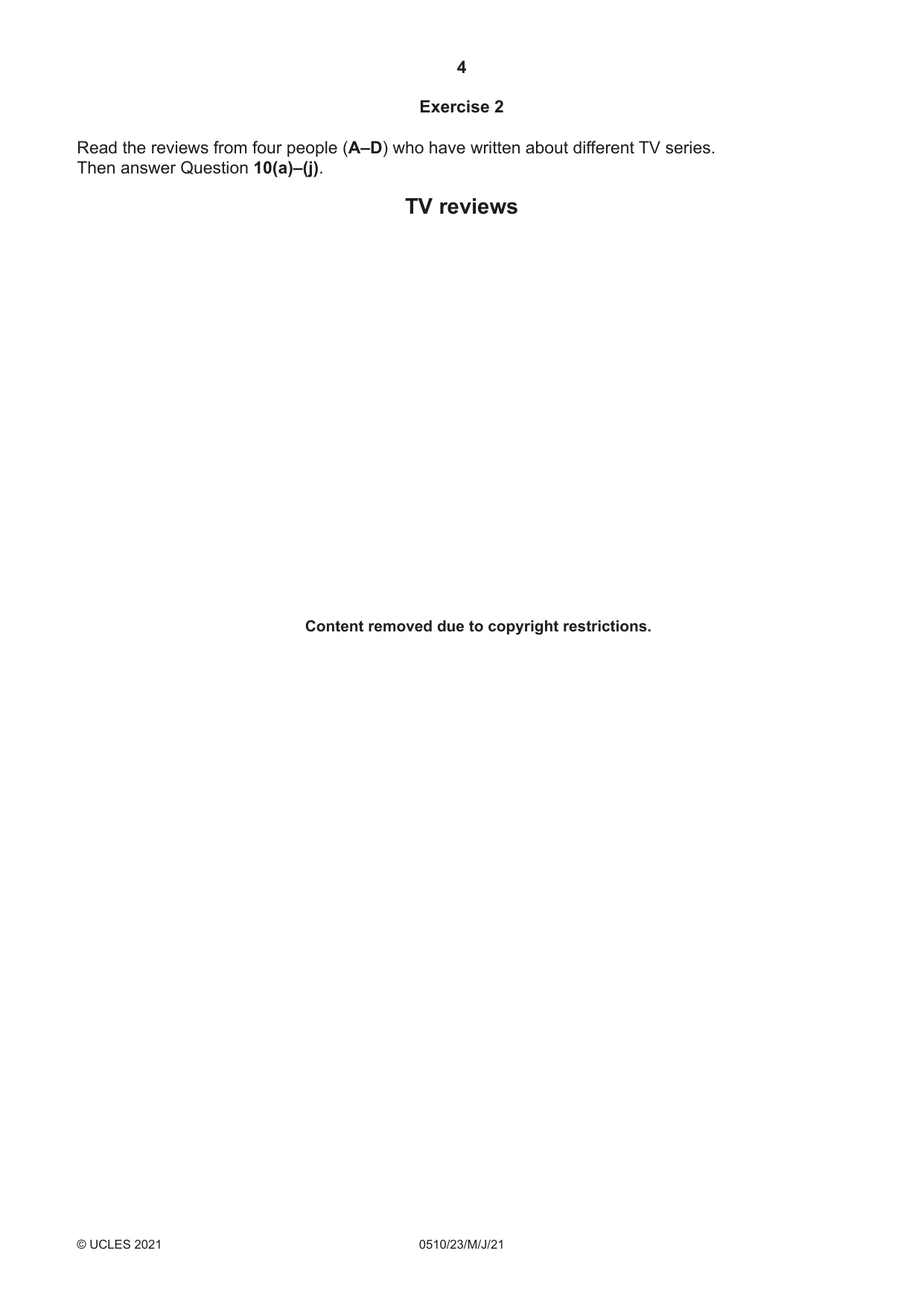 Cambridge IGCSE English - Second Language (oral endorsement) 0510 2021 May/June Paper 2 · Variant 3 question paper, page 4 of 16