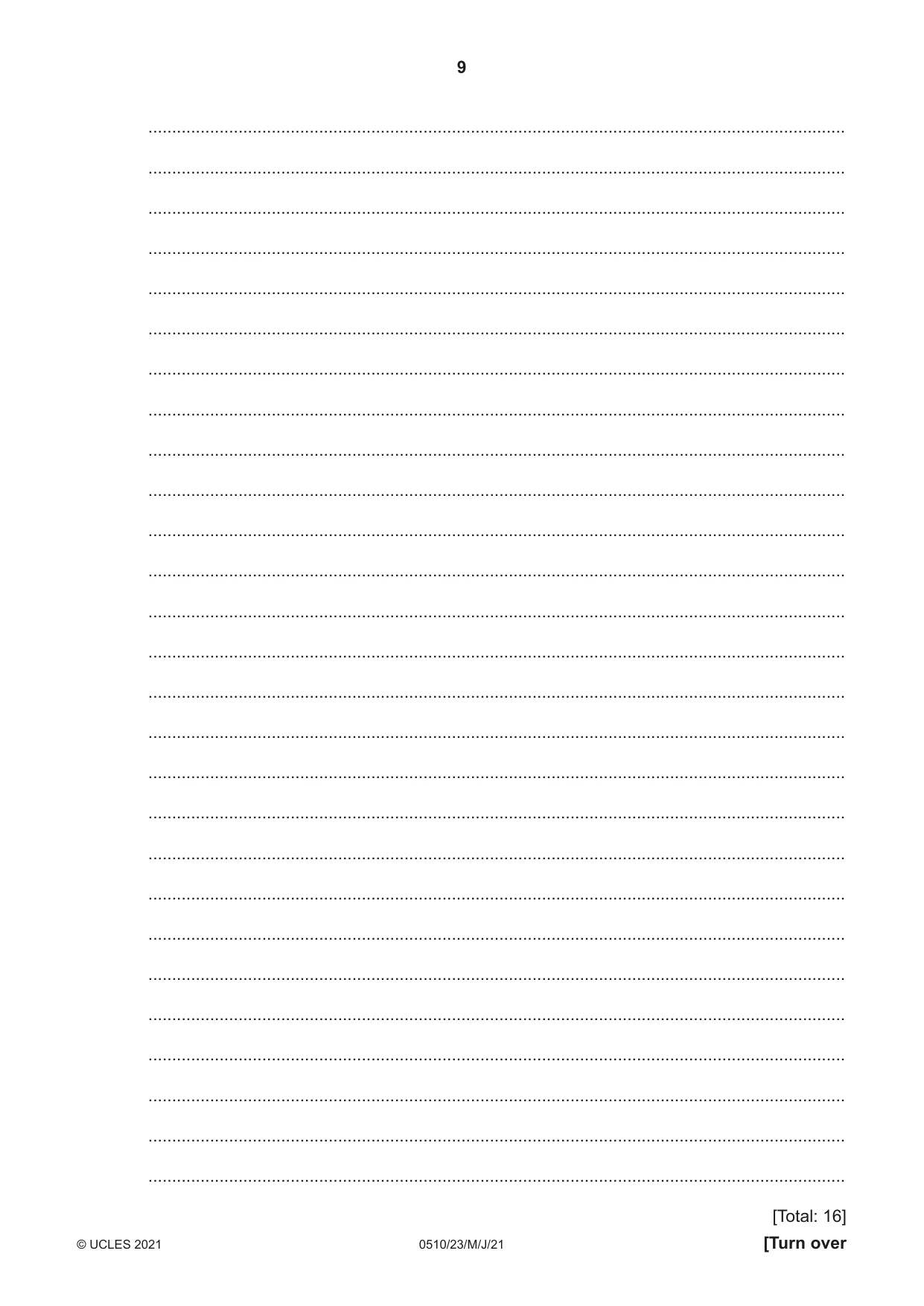 Cambridge IGCSE English - Second Language (oral endorsement) 0510 2021 May/June Paper 2 · Variant 3 question paper, page 9 of 16
