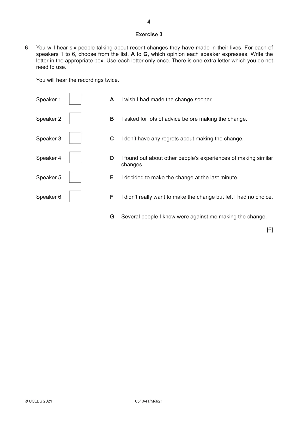 Cambridge IGCSE English - Second Language (oral endorsement) 0510 2021 May/June Paper 4 · Variant 1 question paper, page 4 of 12