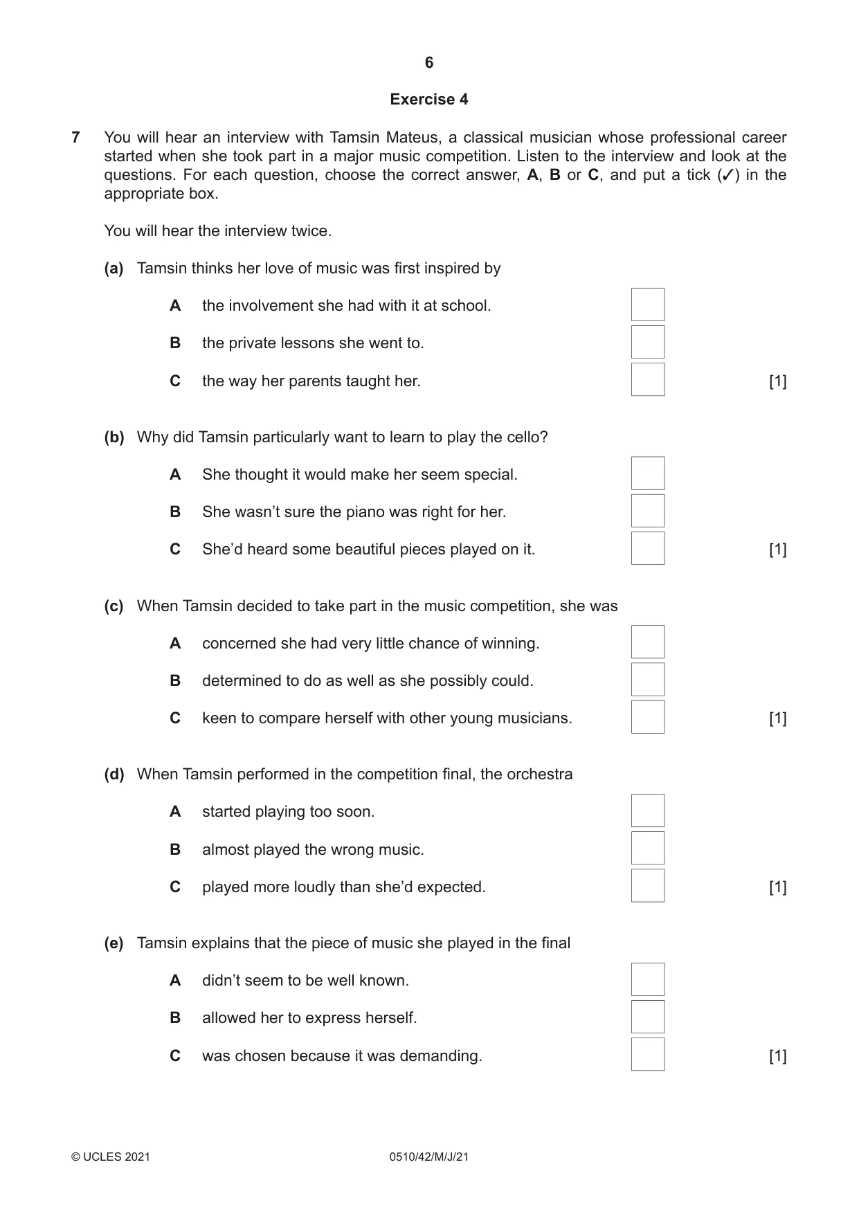 Cambridge IGCSE English - Second Language (oral endorsement) 0510 2021 May/June Paper 4 · Variant 2 question paper, page 6 of 12