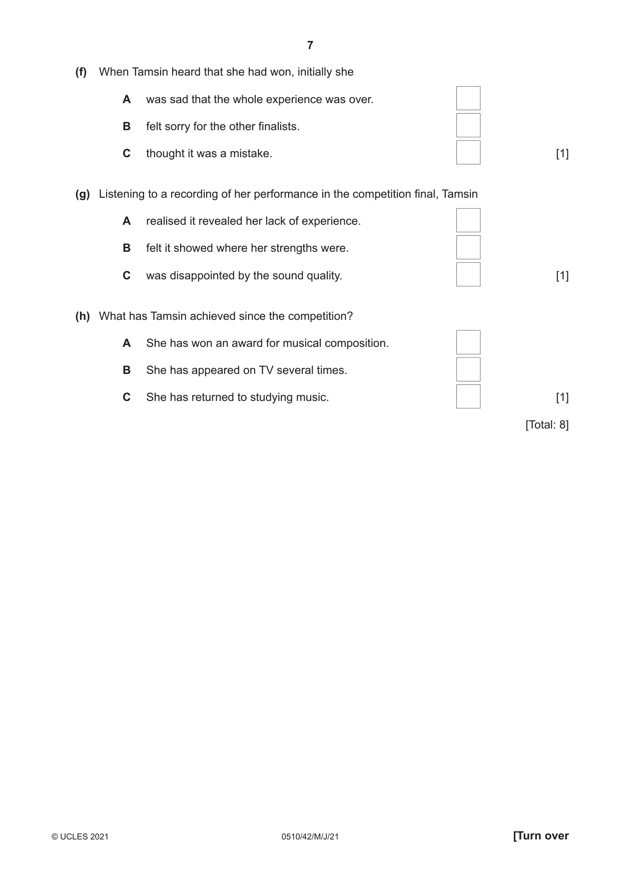 Cambridge IGCSE English - Second Language (oral endorsement) 0510 2021 May/June Paper 4 · Variant 2 question paper, page 7 of 12