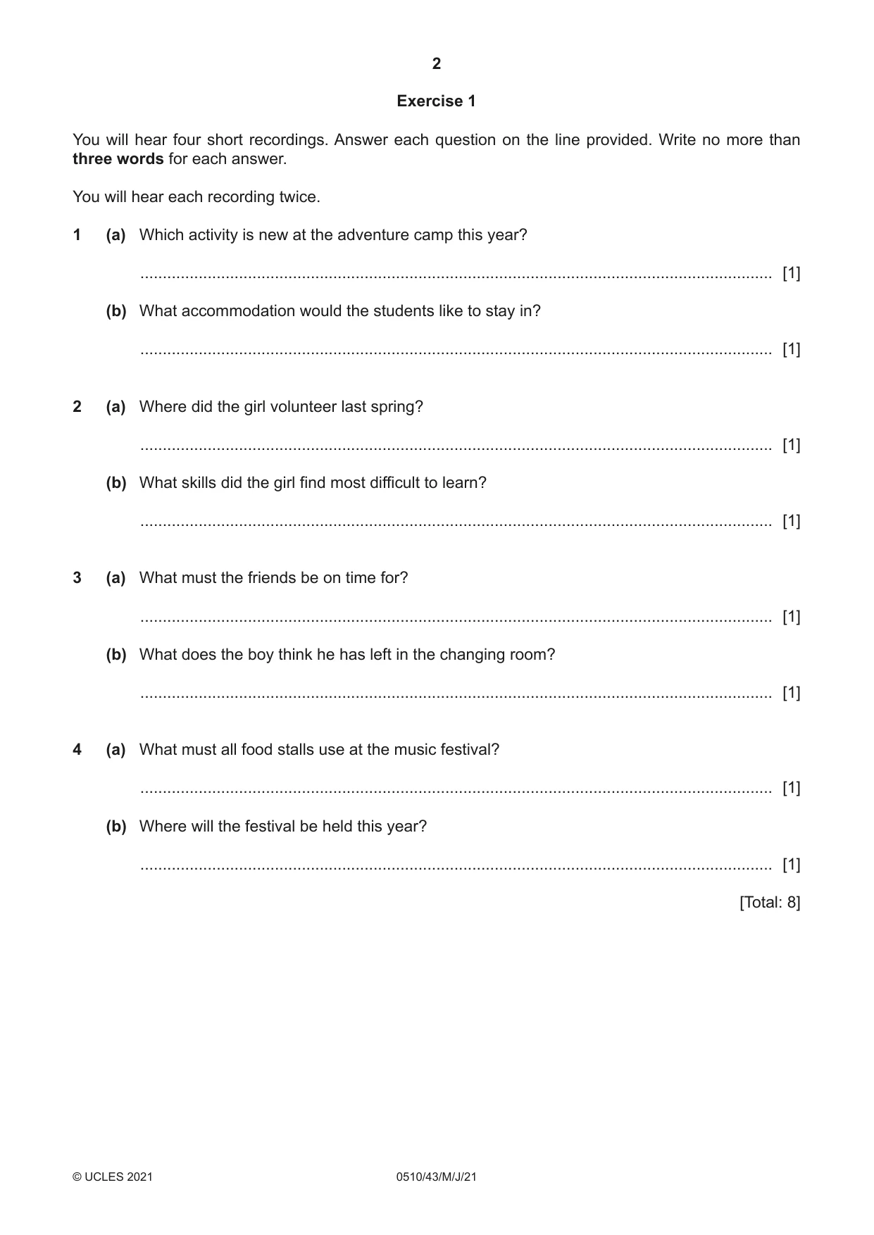 Cambridge IGCSE English - Second Language (oral endorsement) 0510 2021 May/June Paper 4 · Variant 3 question paper, page 2 of 12