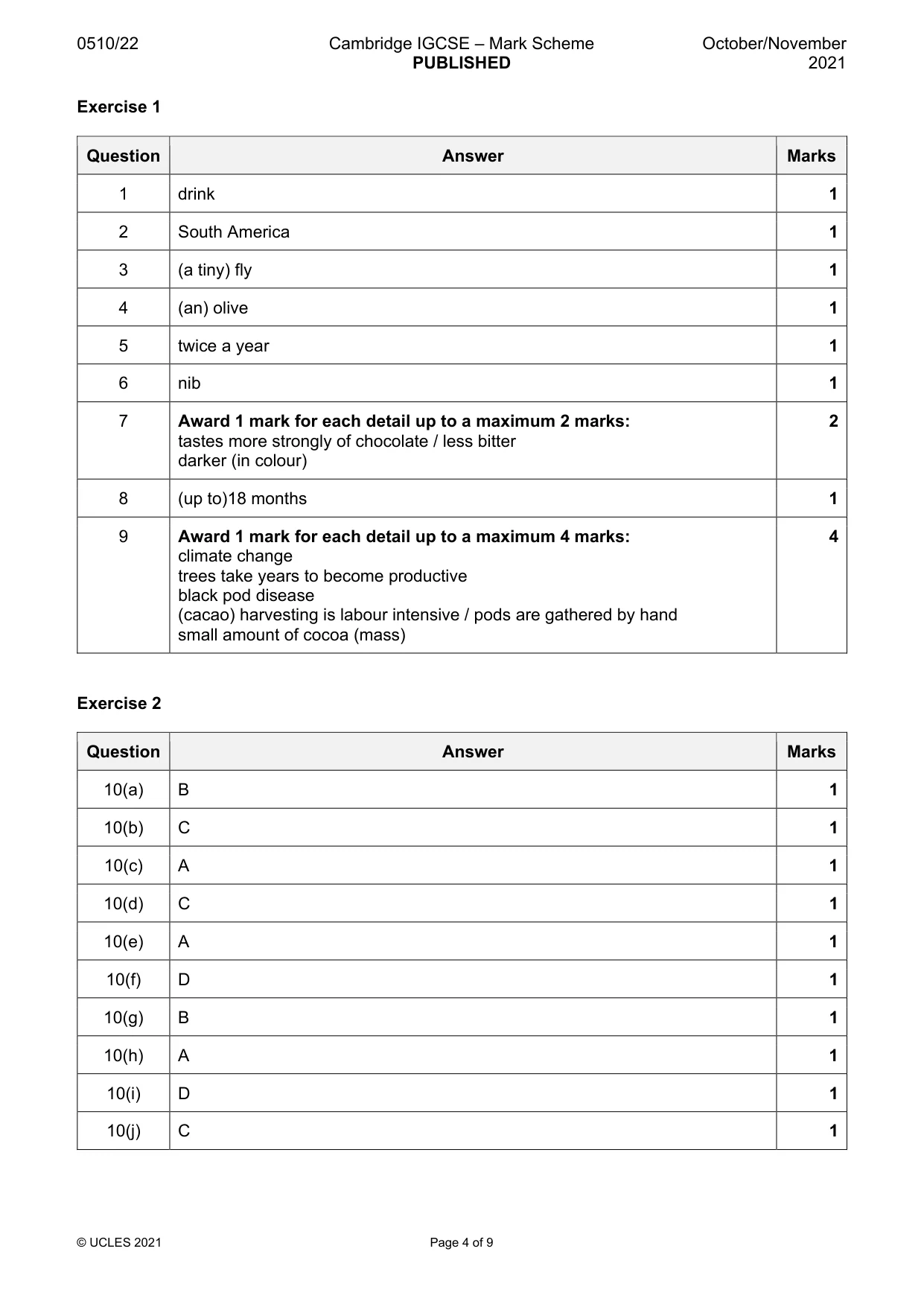 Mark scheme, page 4 of 9