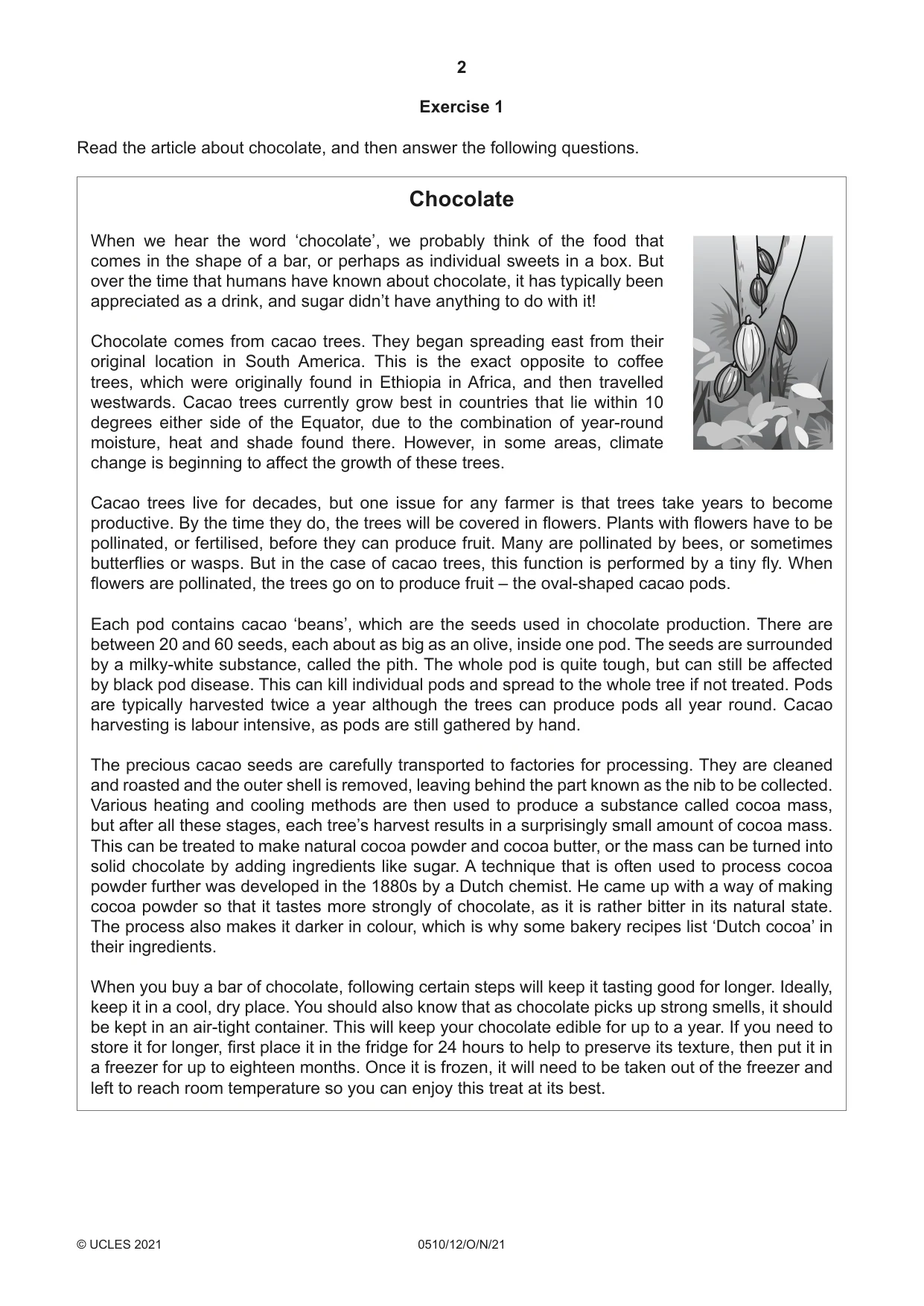 Cambridge IGCSE English - Second Language (oral endorsement) 0510 2021 Oct/Nov Paper 1 · Variant 2 question paper, page 2 of 16