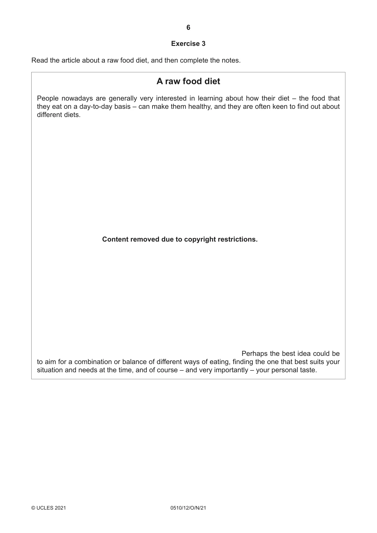 Cambridge IGCSE English - Second Language (oral endorsement) 0510 2021 Oct/Nov Paper 1 · Variant 2 question paper, page 6 of 16