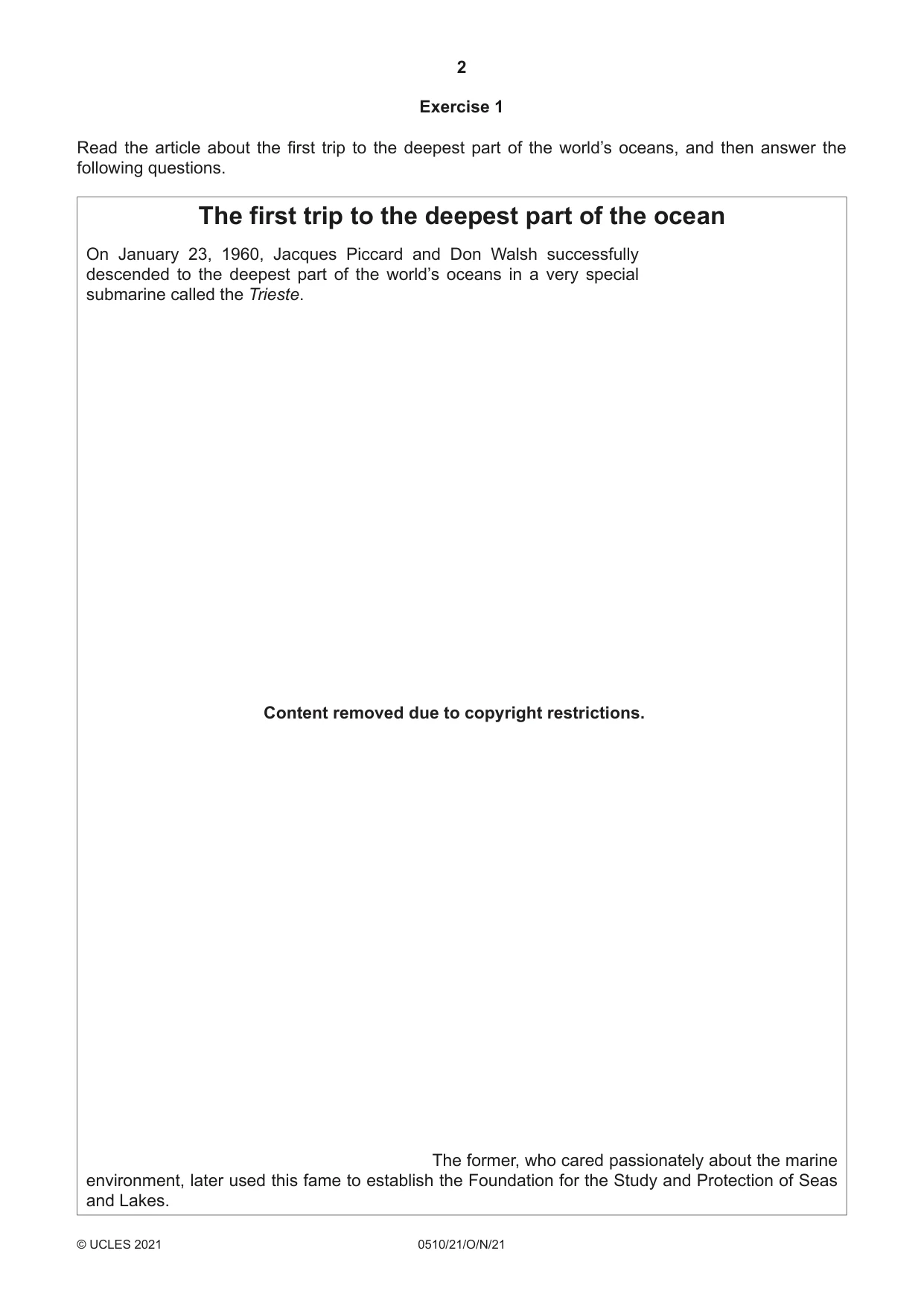 Cambridge IGCSE English - Second Language (oral endorsement) 0510 2021 Oct/Nov Paper 2 · Variant 1 question paper, page 2 of 16