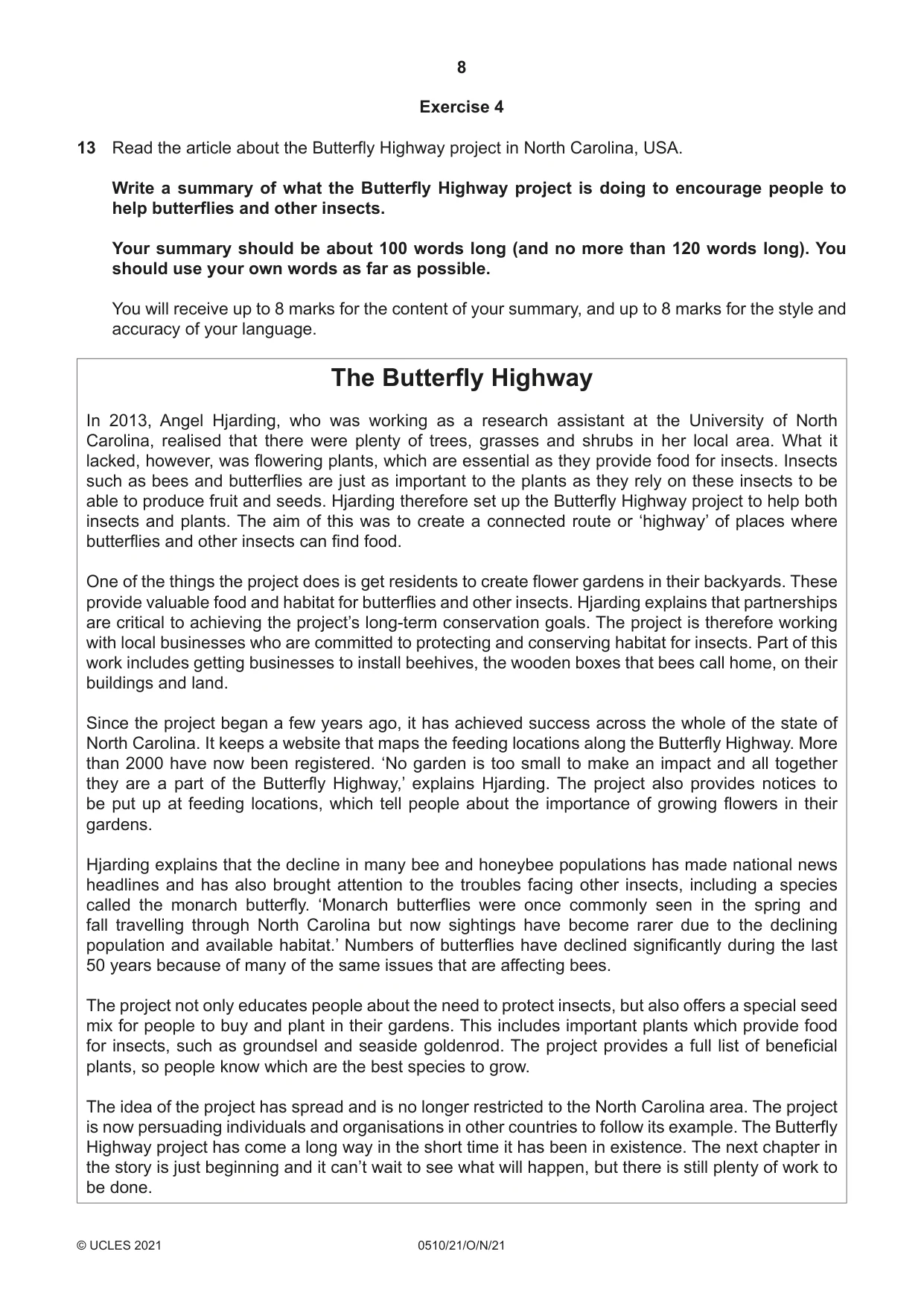 Cambridge IGCSE English - Second Language (oral endorsement) 0510 2021 Oct/Nov Paper 2 · Variant 1 question paper, page 8 of 16