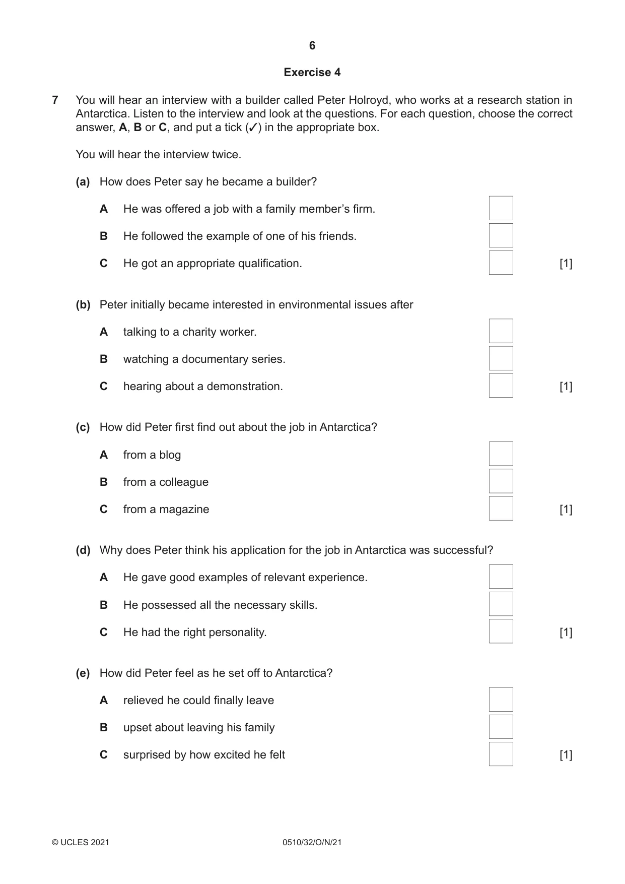 Cambridge IGCSE English - Second Language (oral endorsement) 0510 2021 Oct/Nov Paper 3 · Variant 2 question paper, page 6 of 8
