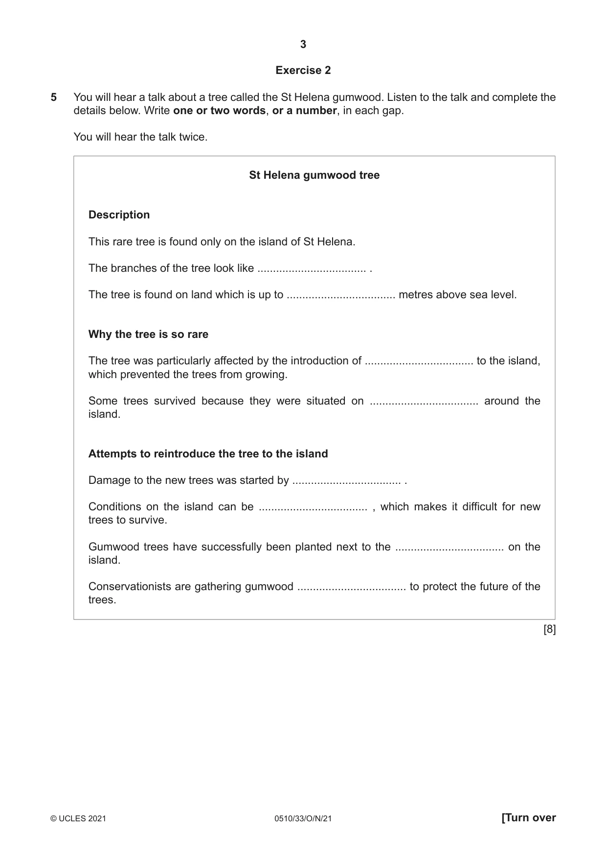 Cambridge IGCSE English - Second Language (oral endorsement) 0510 2021 Oct/Nov Paper 3 · Variant 3 question paper, page 3 of 8