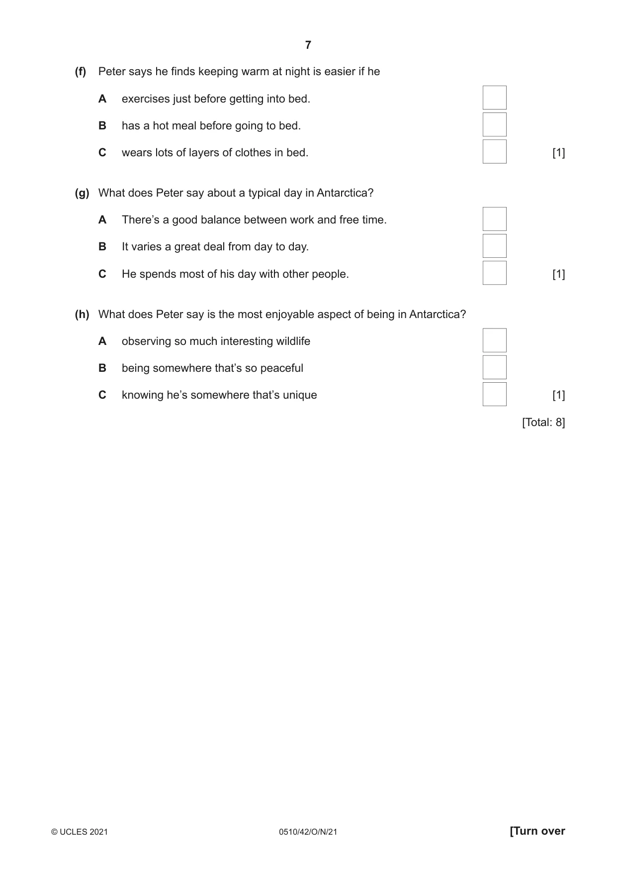 Cambridge IGCSE English - Second Language (oral endorsement) 0510 2021 Oct/Nov Paper 4 · Variant 2 question paper, page 7 of 12