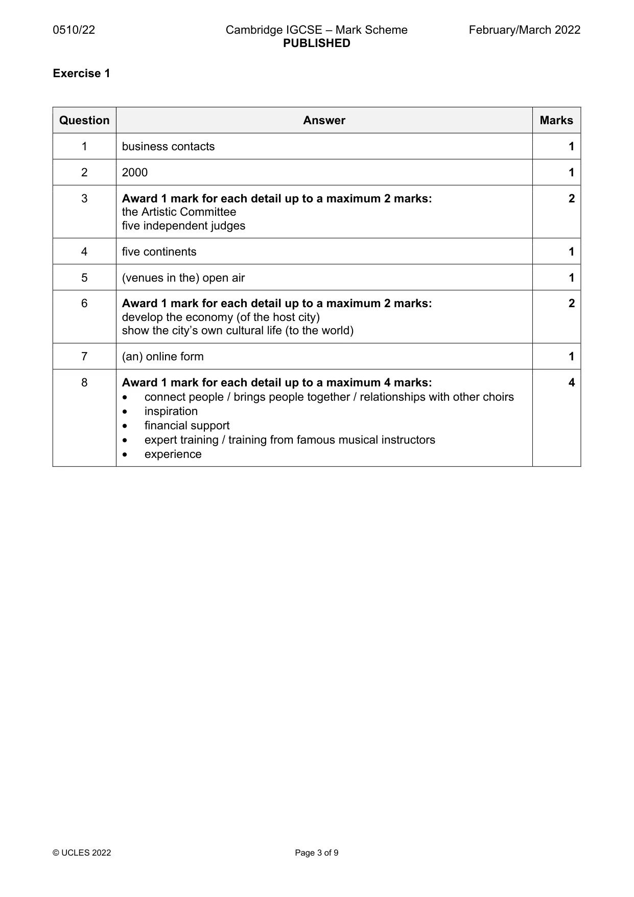 Mark scheme, page 3 of 9