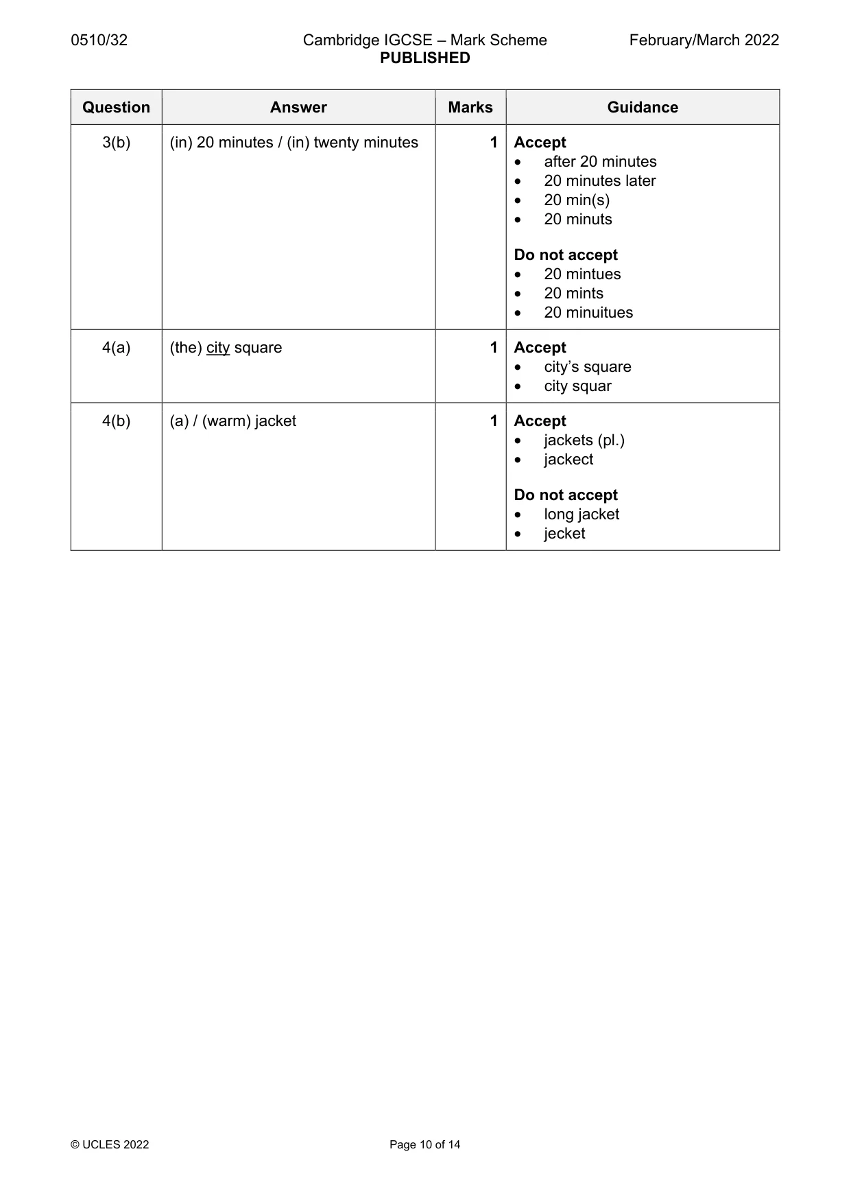 Mark scheme, page 10 of 14