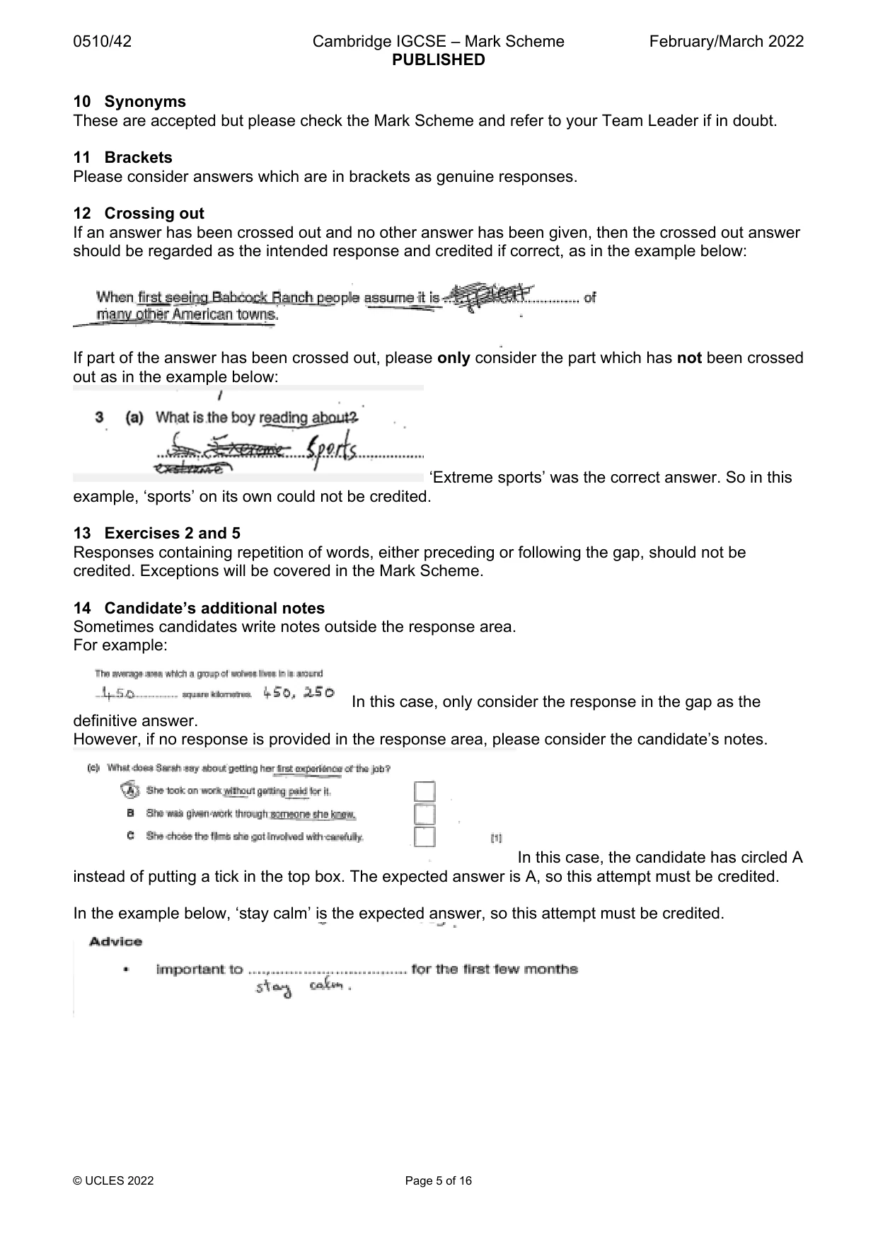 Mark scheme, page 5 of 16