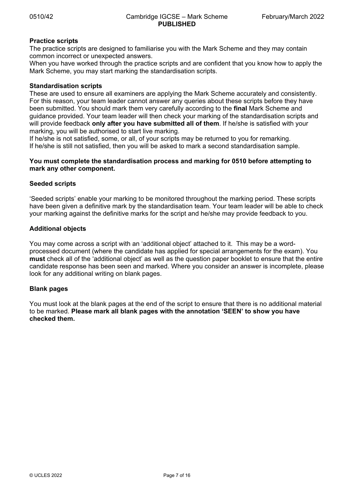 Mark scheme, page 7 of 16