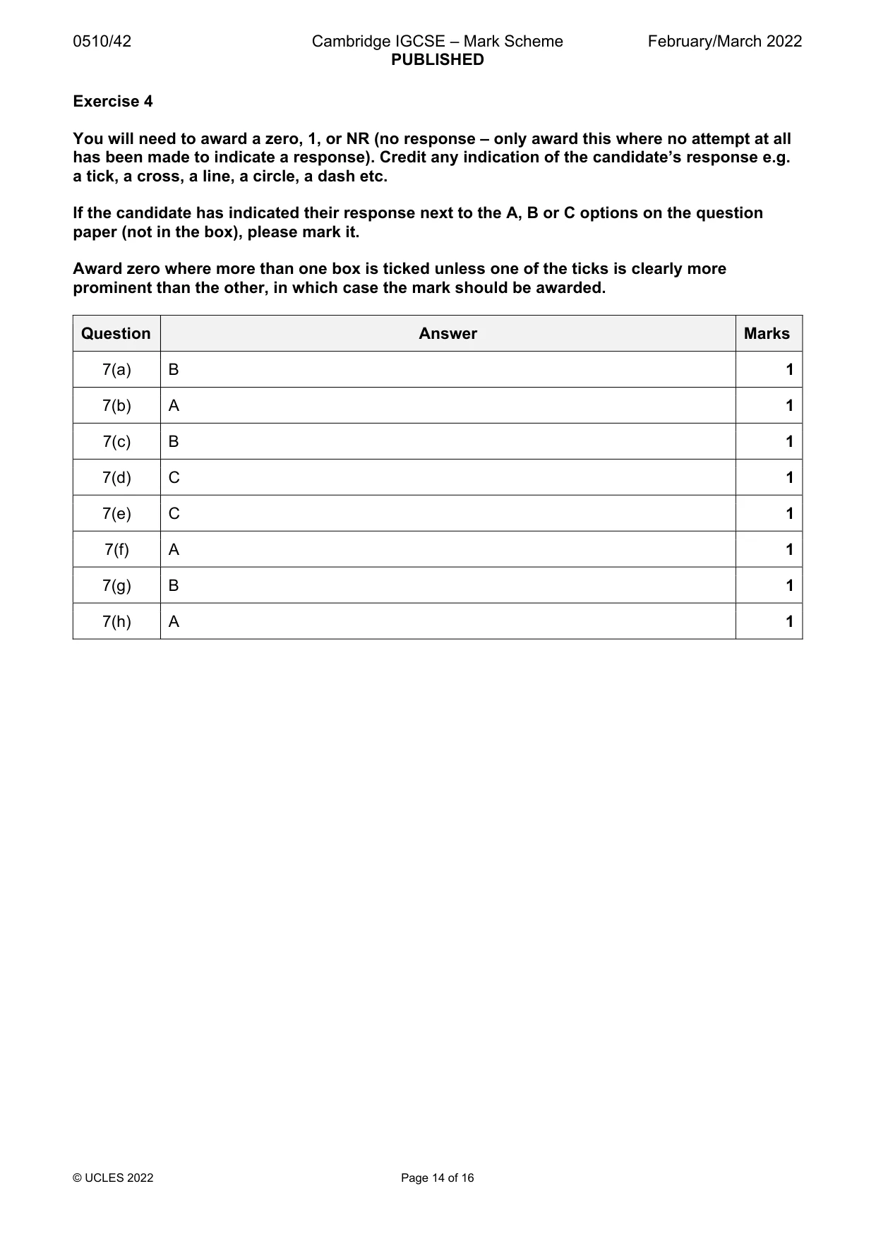 Mark scheme, page 14 of 16