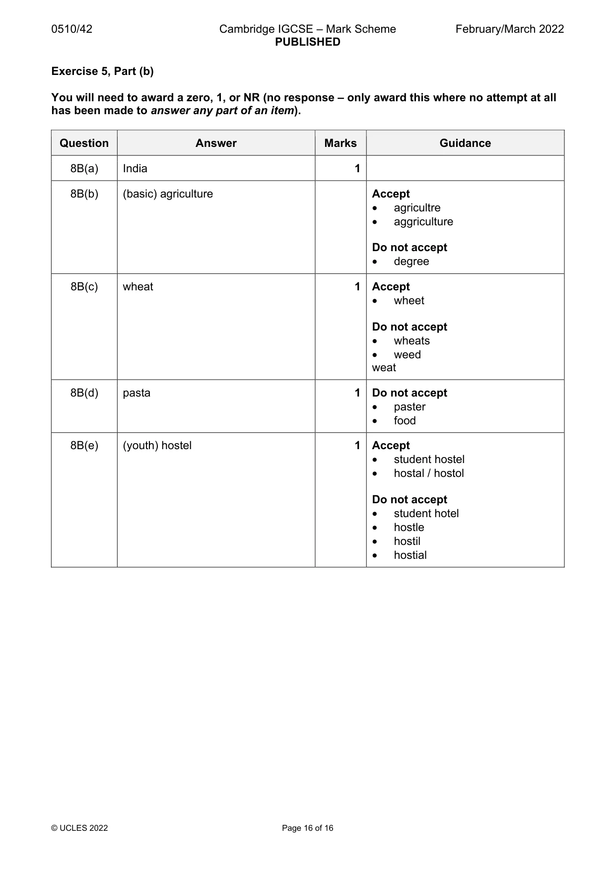 Mark scheme, page 16 of 16