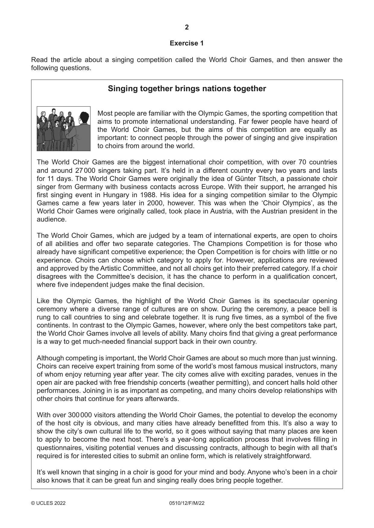 Cambridge IGCSE English - Second Language (oral endorsement) 0510 2022 Feb/March Paper 1 · Variant 2 question paper, page 2 of 16