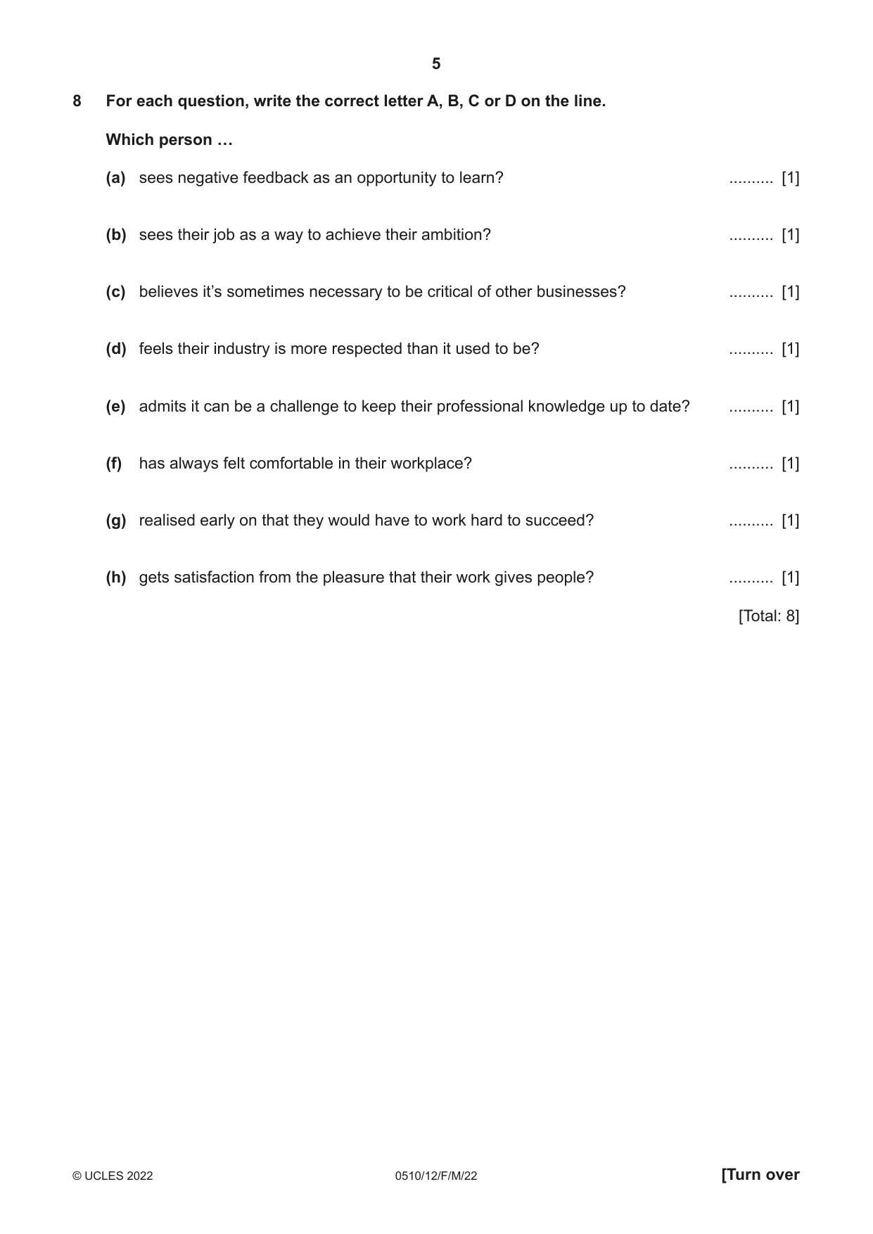 Cambridge IGCSE English - Second Language (oral endorsement) 0510 2022 Feb/March Paper 1 · Variant 2 question paper, page 5 of 16