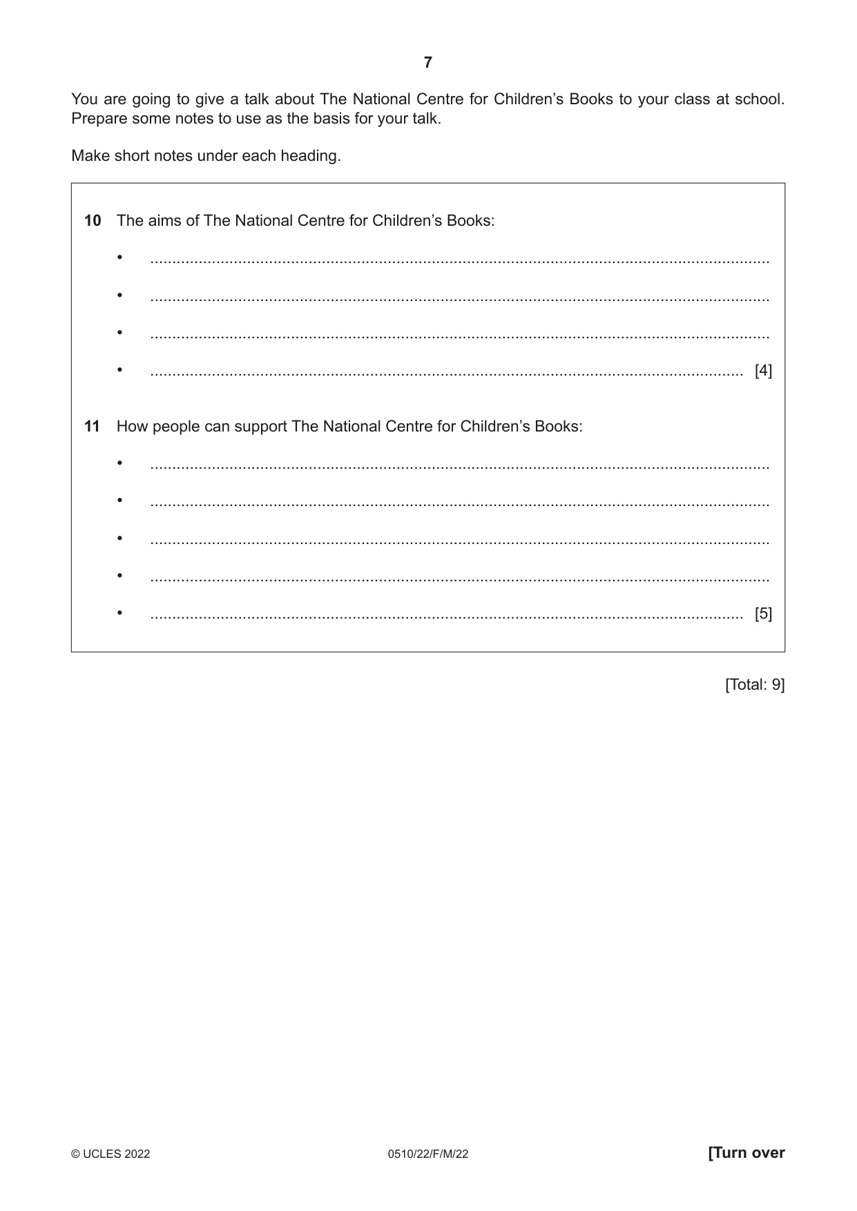 Cambridge IGCSE English - Second Language (oral endorsement) 0510 2022 Feb/March Paper 2 · Variant 2 question paper, page 7 of 16