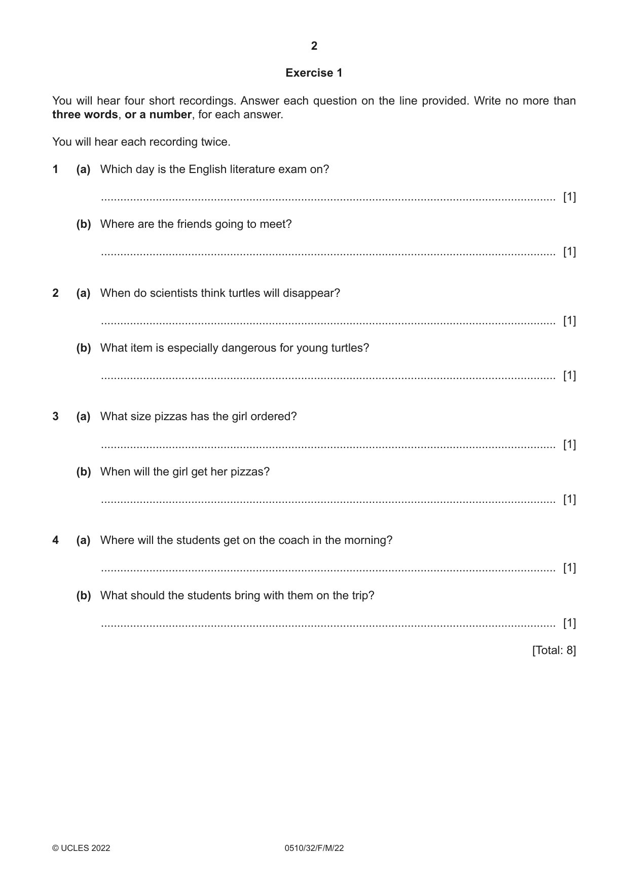 Cambridge IGCSE English - Second Language (oral endorsement) 0510 2022 Feb/March Paper 3 · Variant 2 question paper, page 2 of 8