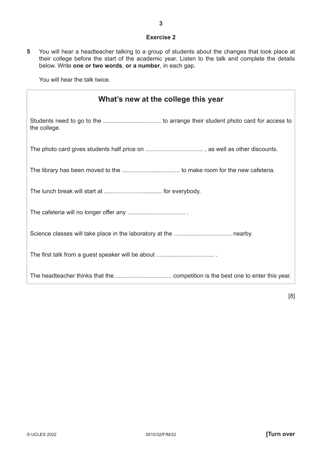 Cambridge IGCSE English - Second Language (oral endorsement) 0510 2022 Feb/March Paper 3 · Variant 2 question paper, page 3 of 8