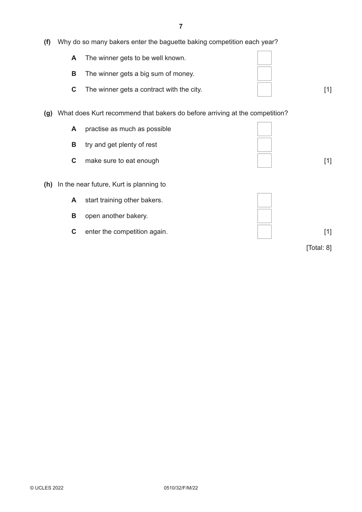 Cambridge IGCSE English - Second Language (oral endorsement) 0510 2022 Feb/March Paper 3 · Variant 2 question paper, page 7 of 8