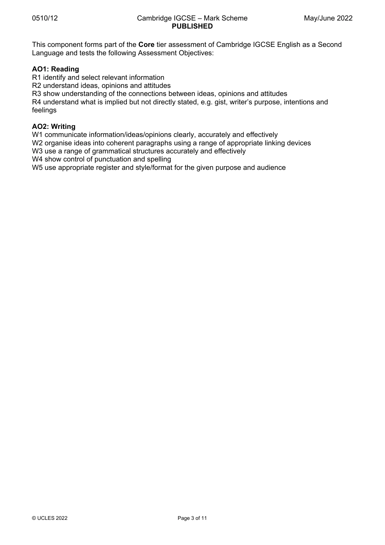 Mark scheme, page 3 of 11