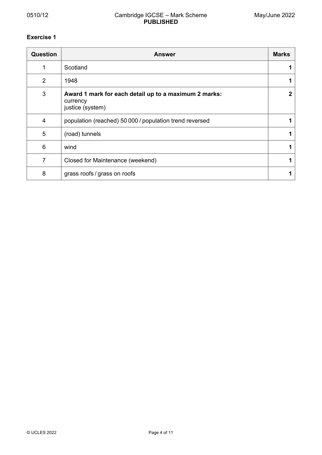 Mark scheme, page 4 of 11