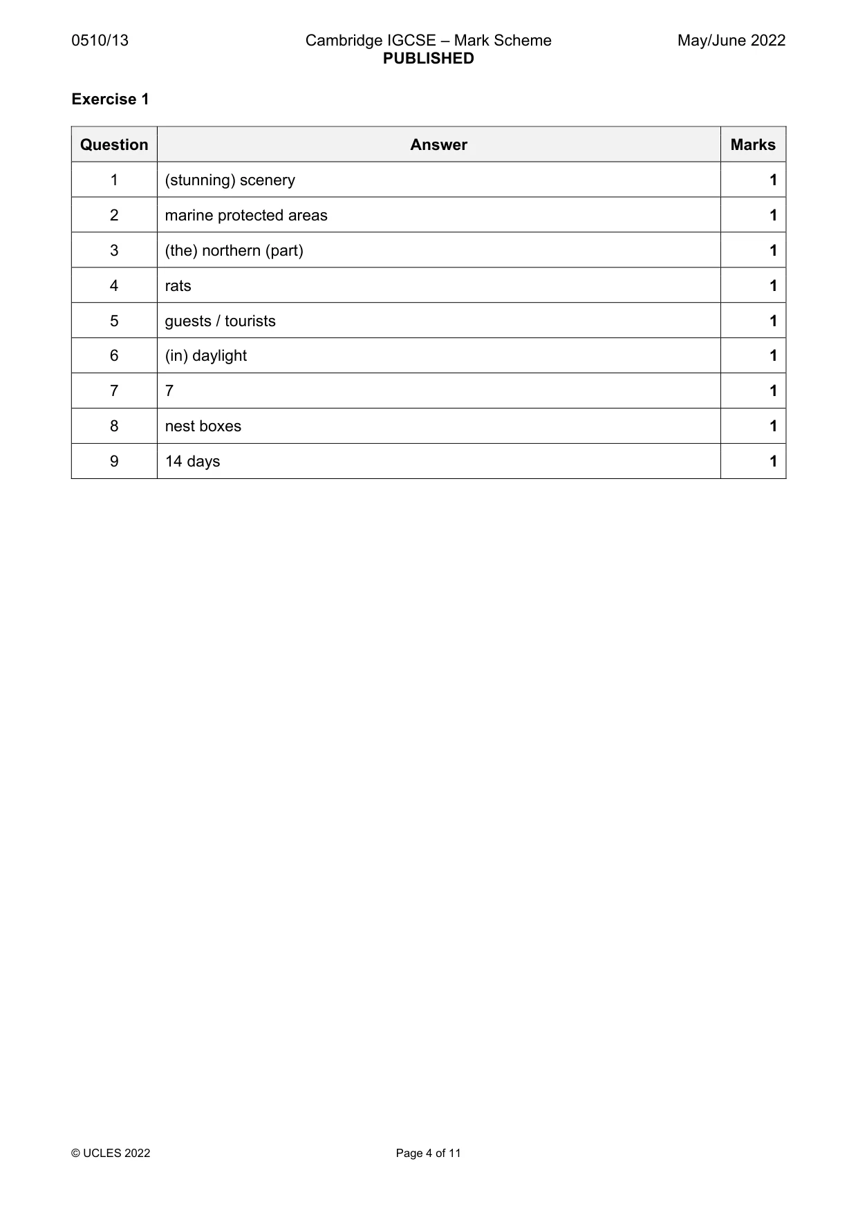 Mark scheme, page 4 of 11