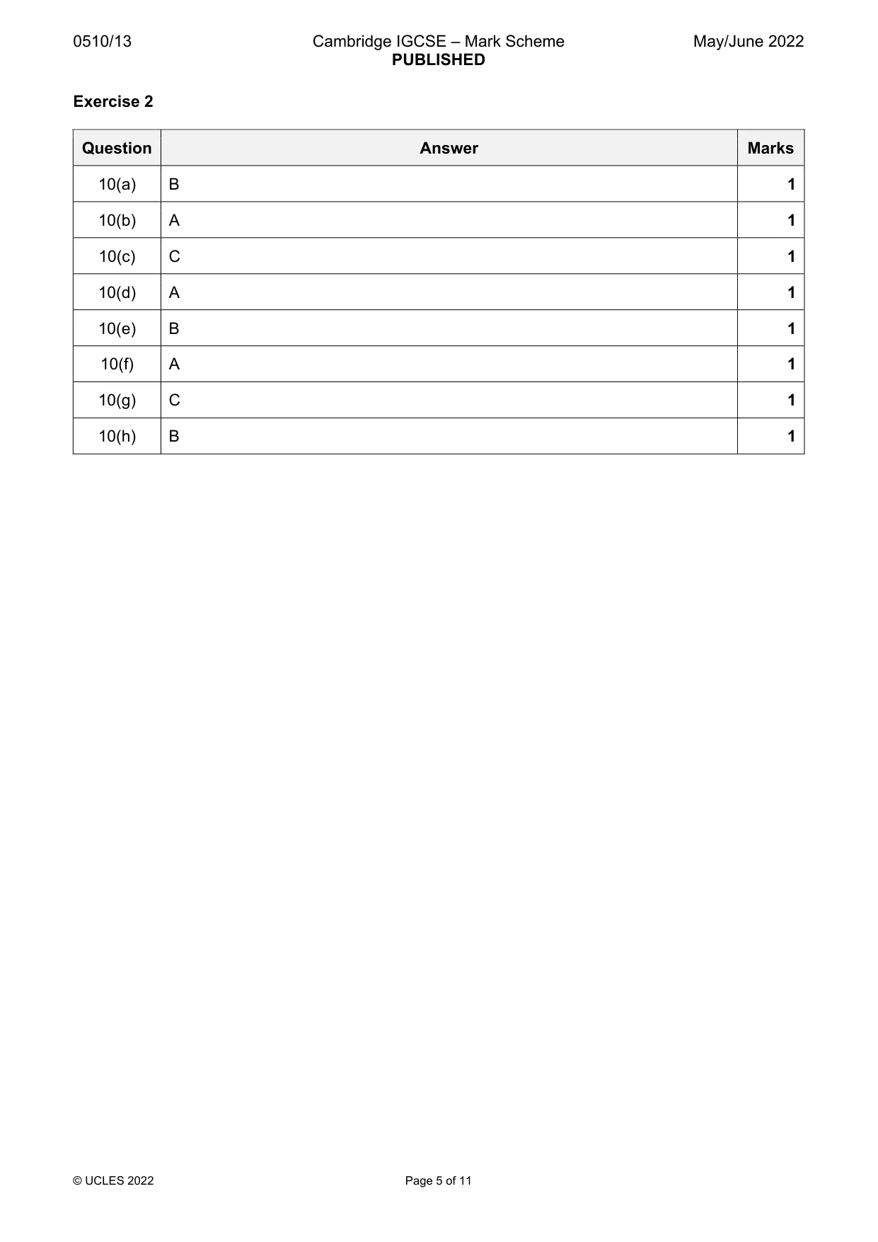 Mark scheme, page 5 of 11