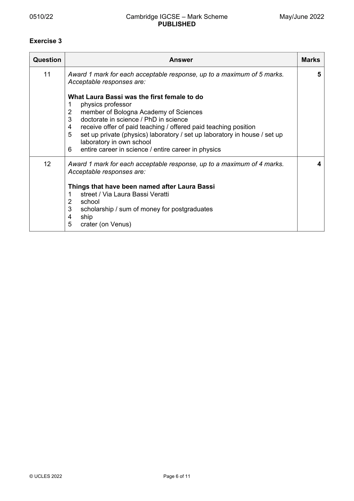 Mark scheme, page 6 of 11