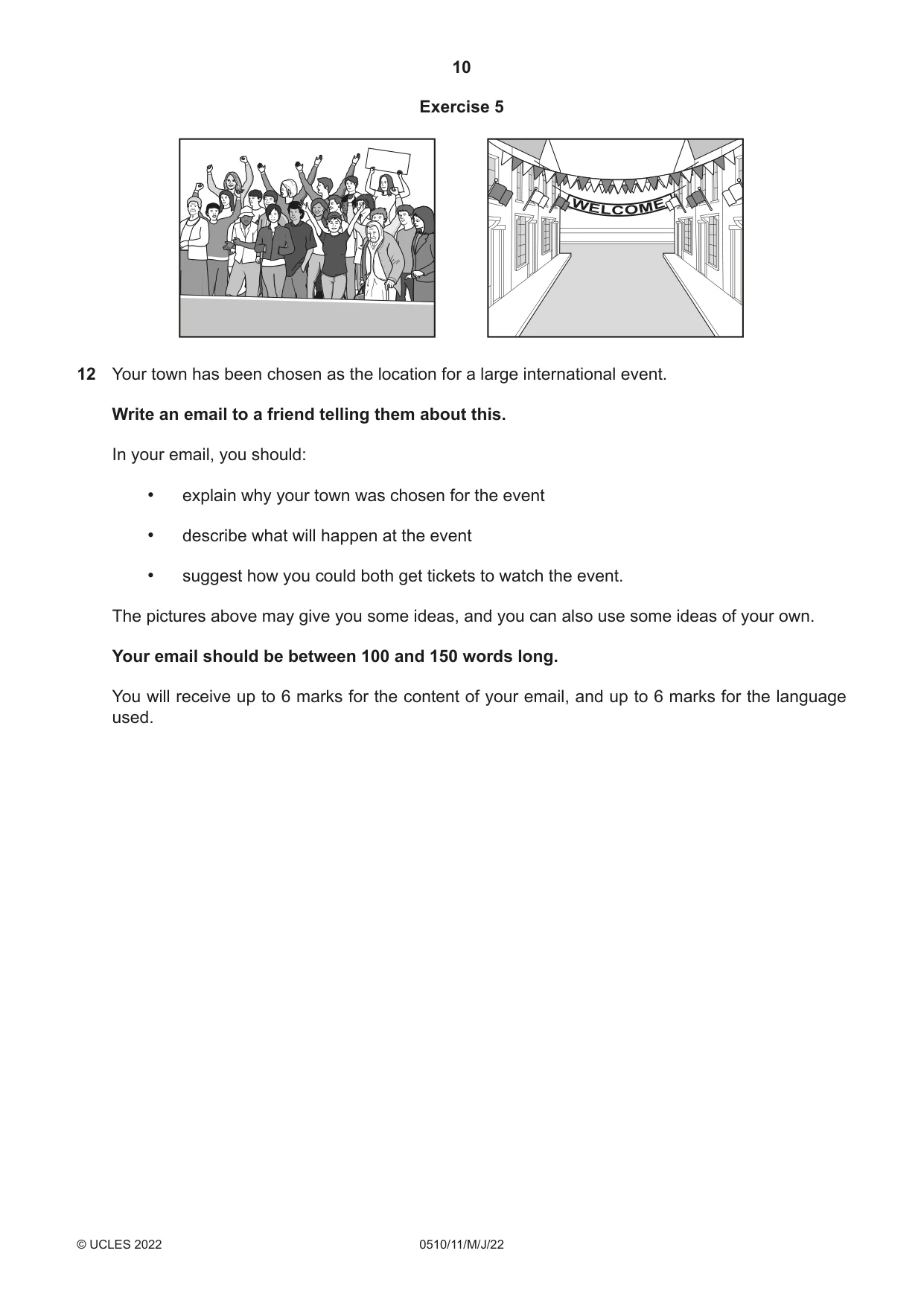 Cambridge IGCSE English - Second Language (oral endorsement) 0510 2022 May/June Paper 1 · Variant 1 question paper, page 10 of 16