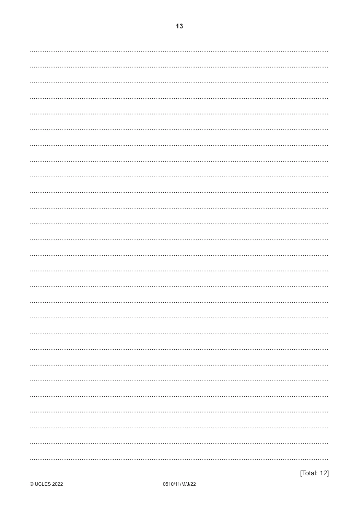 Cambridge IGCSE English - Second Language (oral endorsement) 0510 2022 May/June Paper 1 · Variant 1 question paper, page 13 of 16