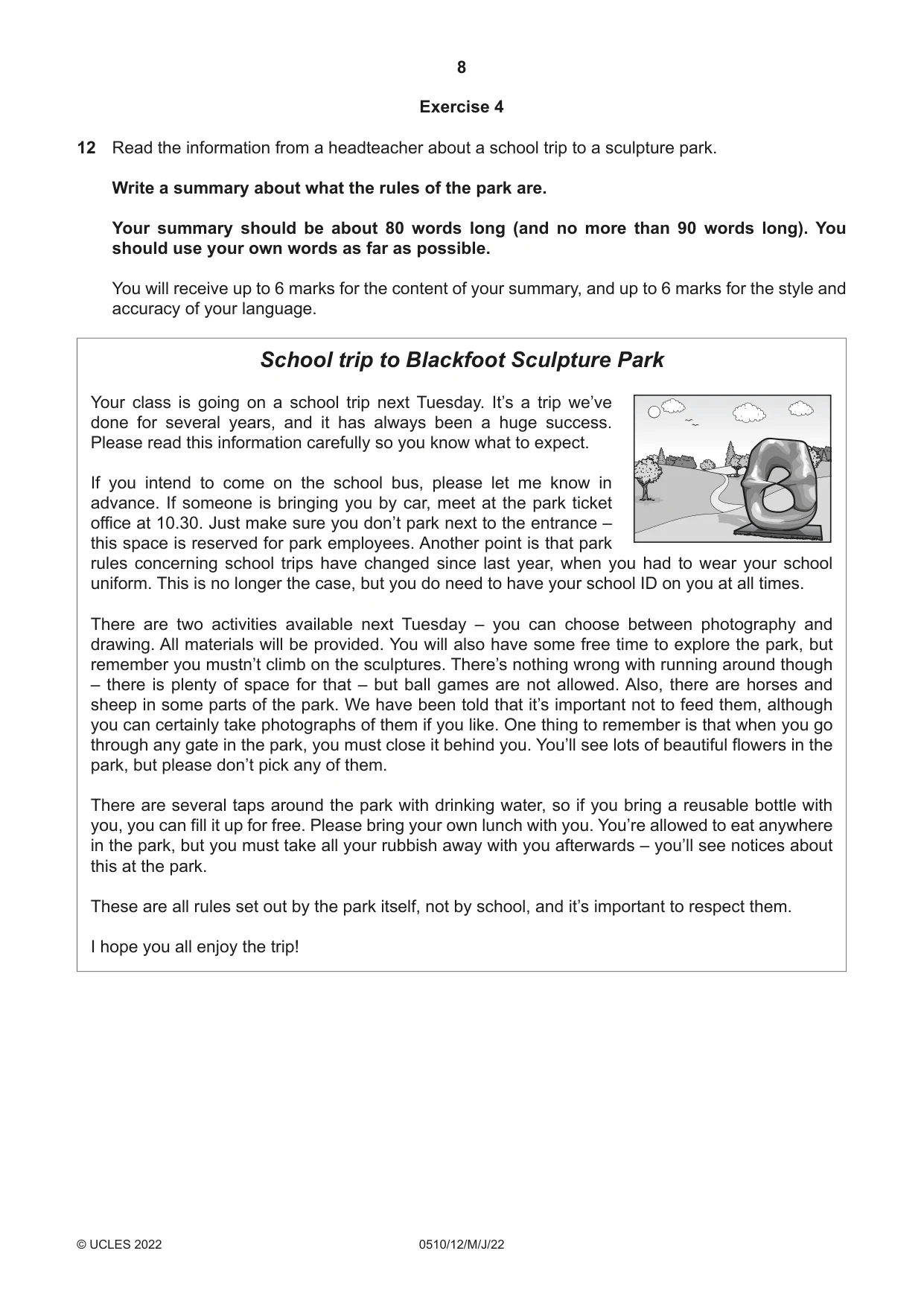 Cambridge IGCSE English - Second Language (oral endorsement) 0510 2022 May/June Paper 1 · Variant 2 question paper, page 8 of 16