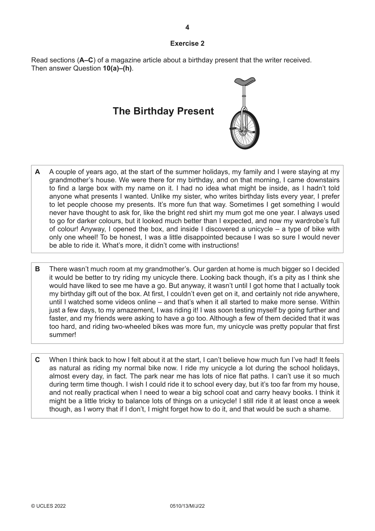 Cambridge IGCSE English - Second Language (oral endorsement) 0510 2022 May/June Paper 1 · Variant 3 question paper, page 4 of 16