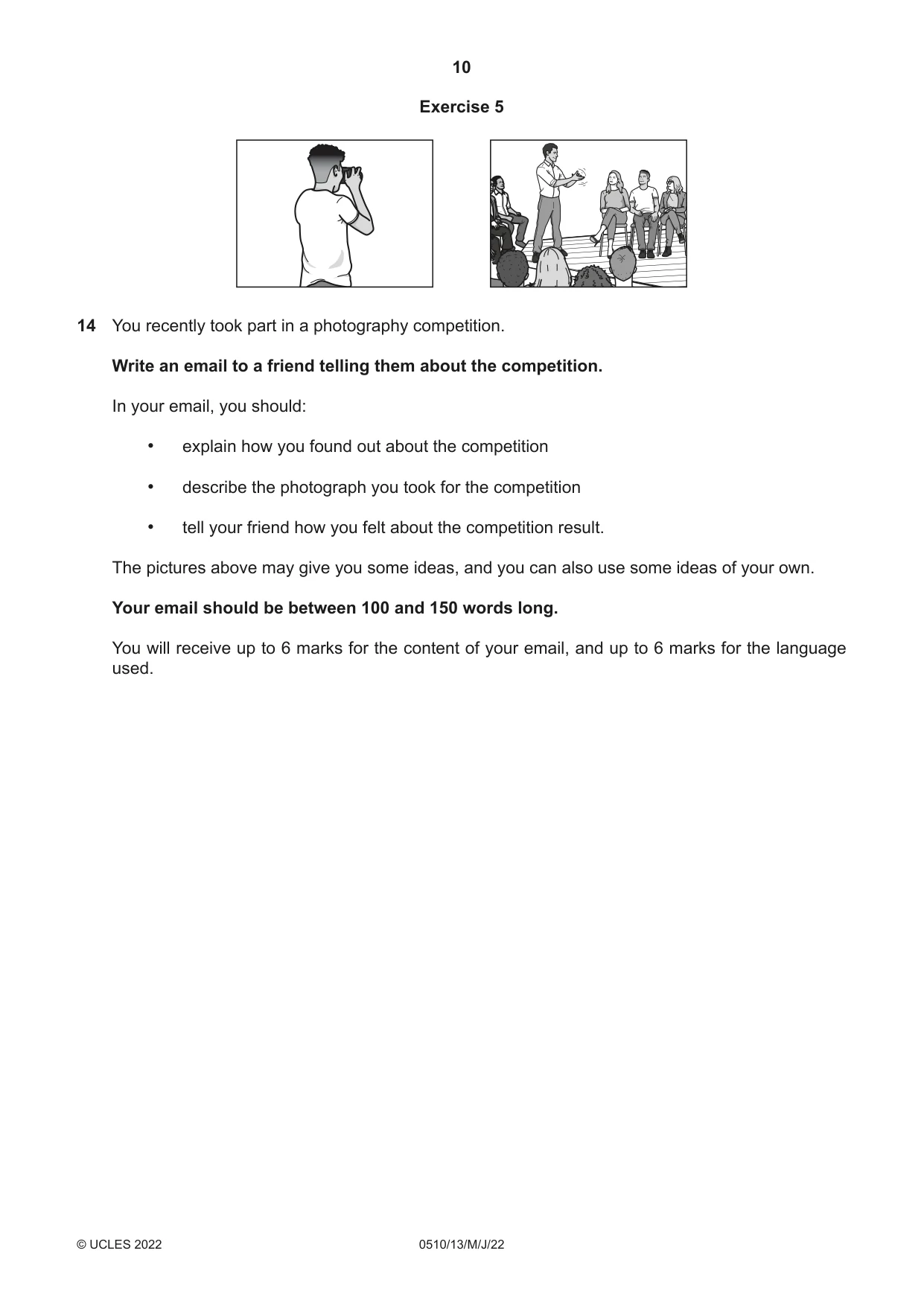 Cambridge IGCSE English - Second Language (oral endorsement) 0510 2022 May/June Paper 1 · Variant 3 question paper, page 10 of 16