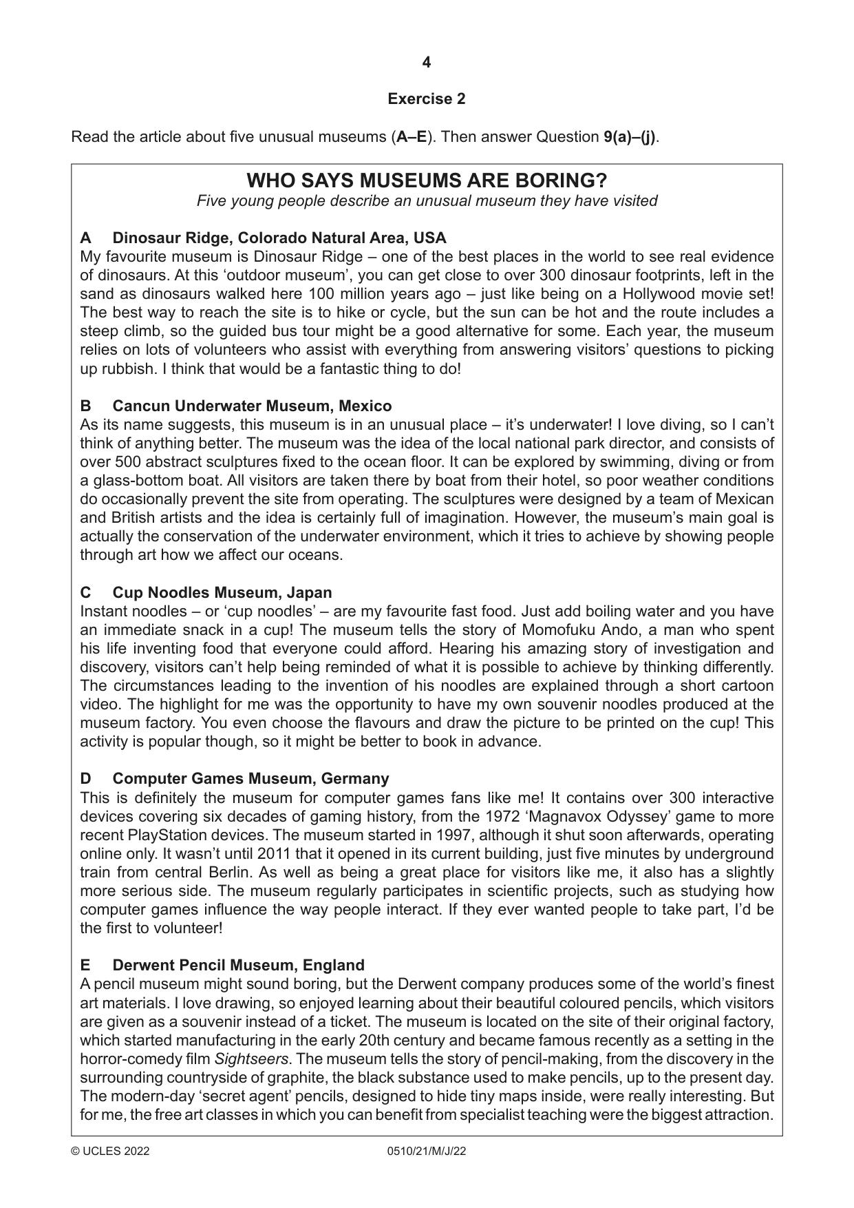 Cambridge IGCSE English - Second Language (oral endorsement) 0510 2022 May/June Paper 2 · Variant 1 question paper, page 4 of 16