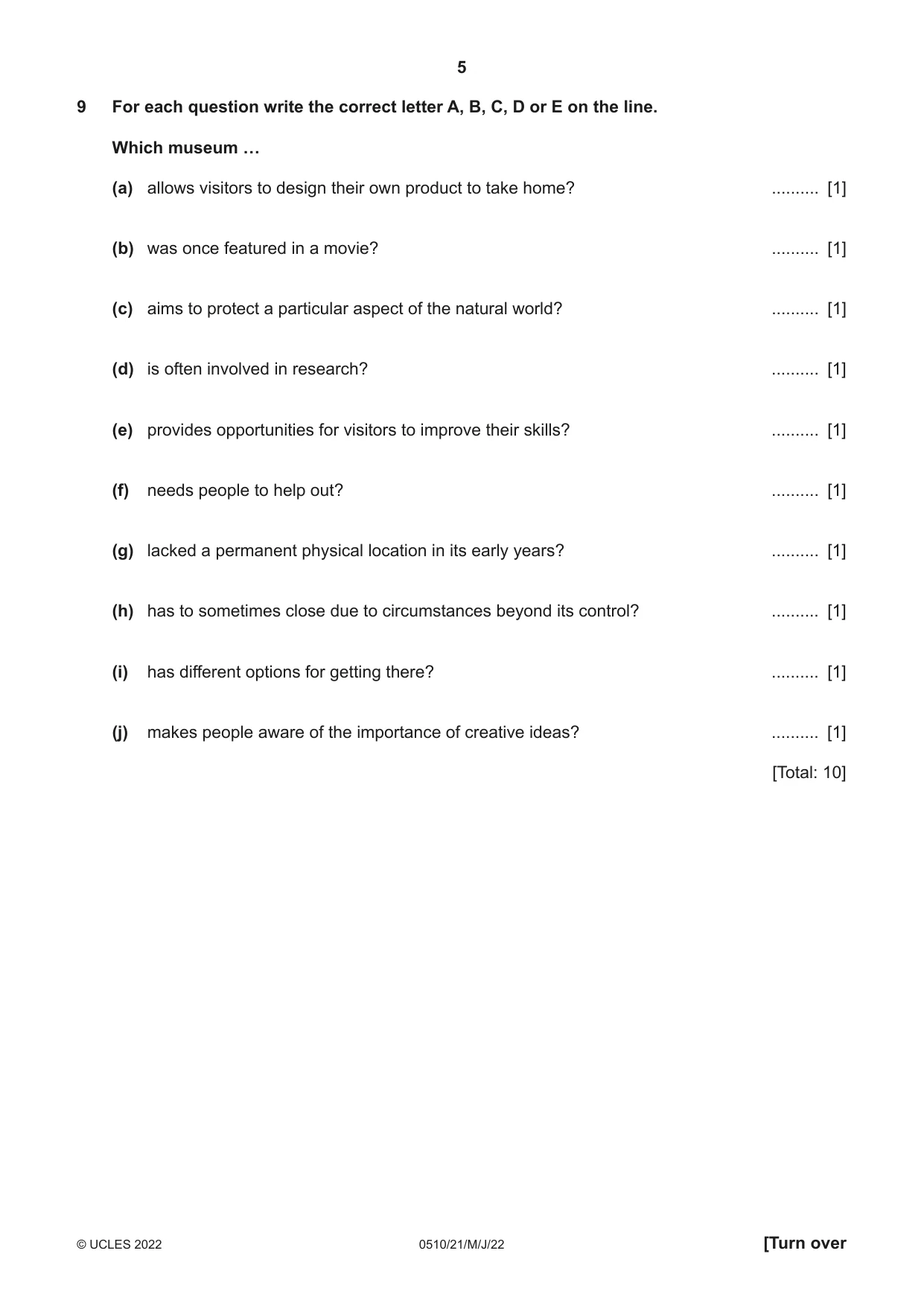Cambridge IGCSE English - Second Language (oral endorsement) 0510 2022 May/June Paper 2 · Variant 1 question paper, page 5 of 16