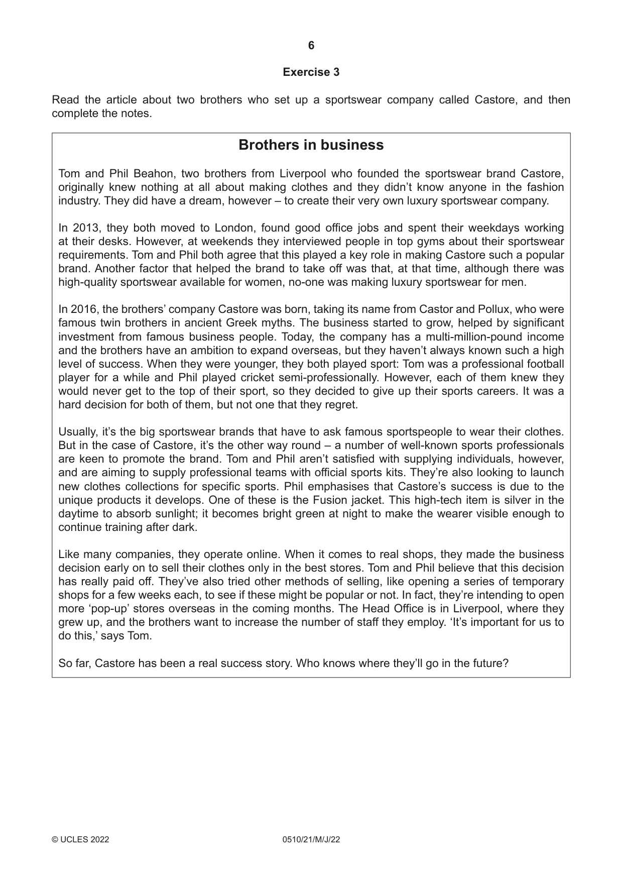 Cambridge IGCSE English - Second Language (oral endorsement) 0510 2022 May/June Paper 2 · Variant 1 question paper, page 6 of 16