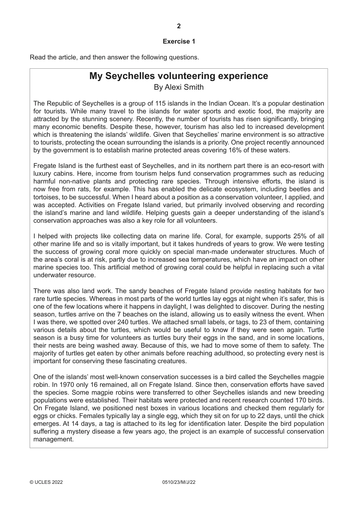 Cambridge IGCSE English - Second Language (oral endorsement) 0510 2022 May/June Paper 2 · Variant 3 question paper, page 2 of 16